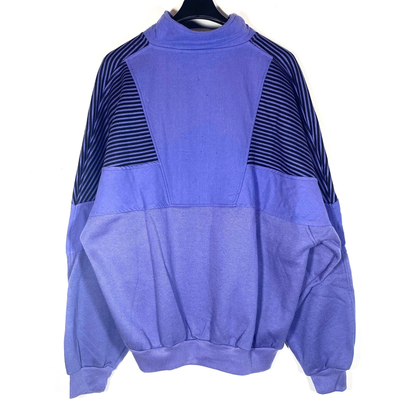 Striped Cotton sweatshirt with zip up collar, yellow, white or purple, cool pattern, NWT 80s.