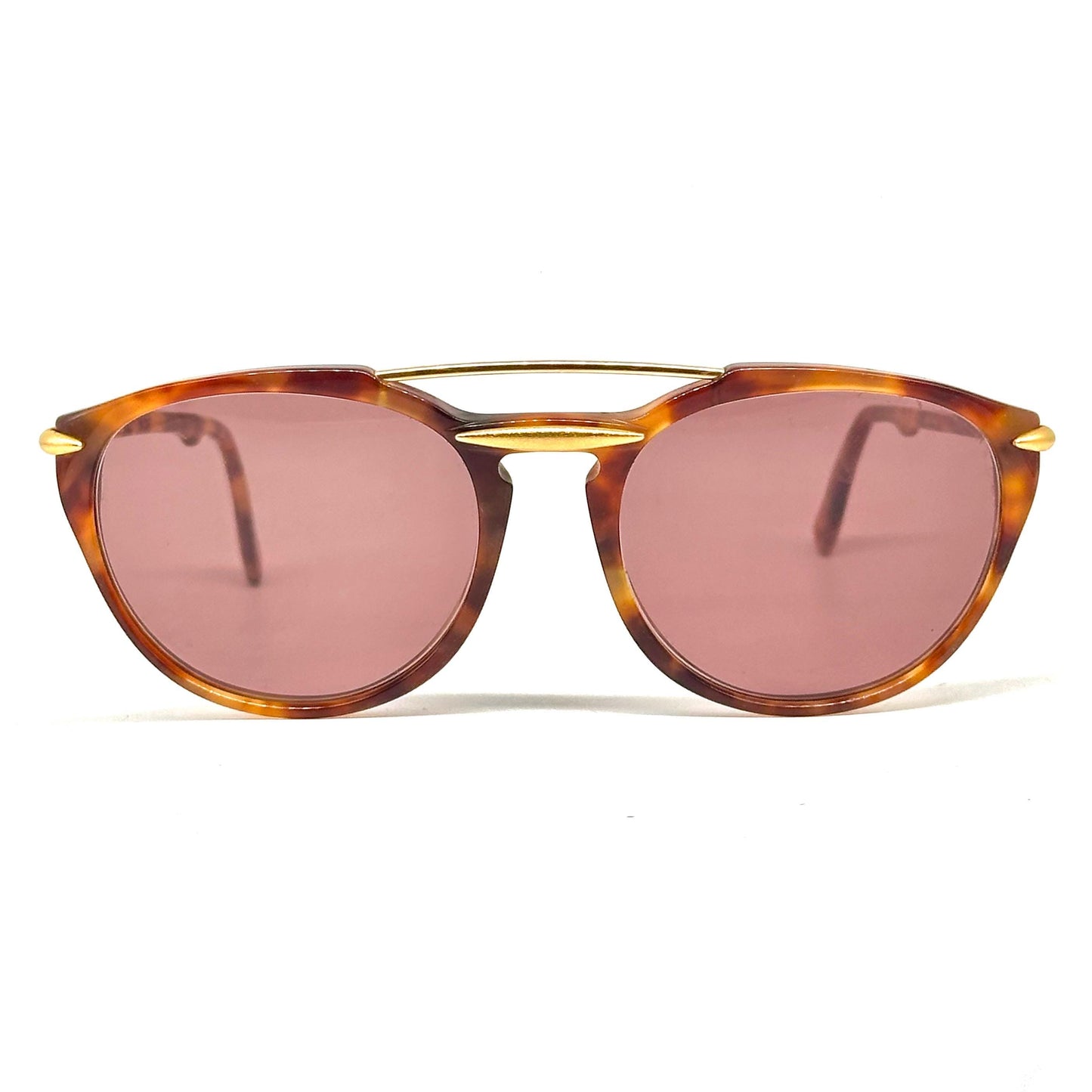 Lanvin 746 vintage aviator brown tortoise sunglasses with brown lenses and detailed by golden parts 80s Nos Paris Made in France