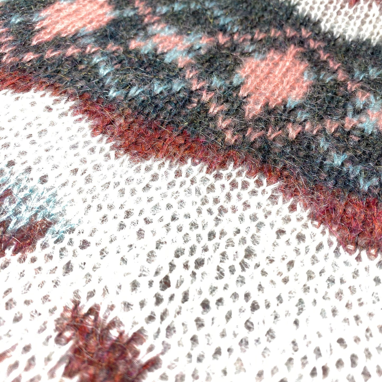 Mohair blend ultra soft, warm and light wool knitted jumper with geometrical motif, new old stock 90s