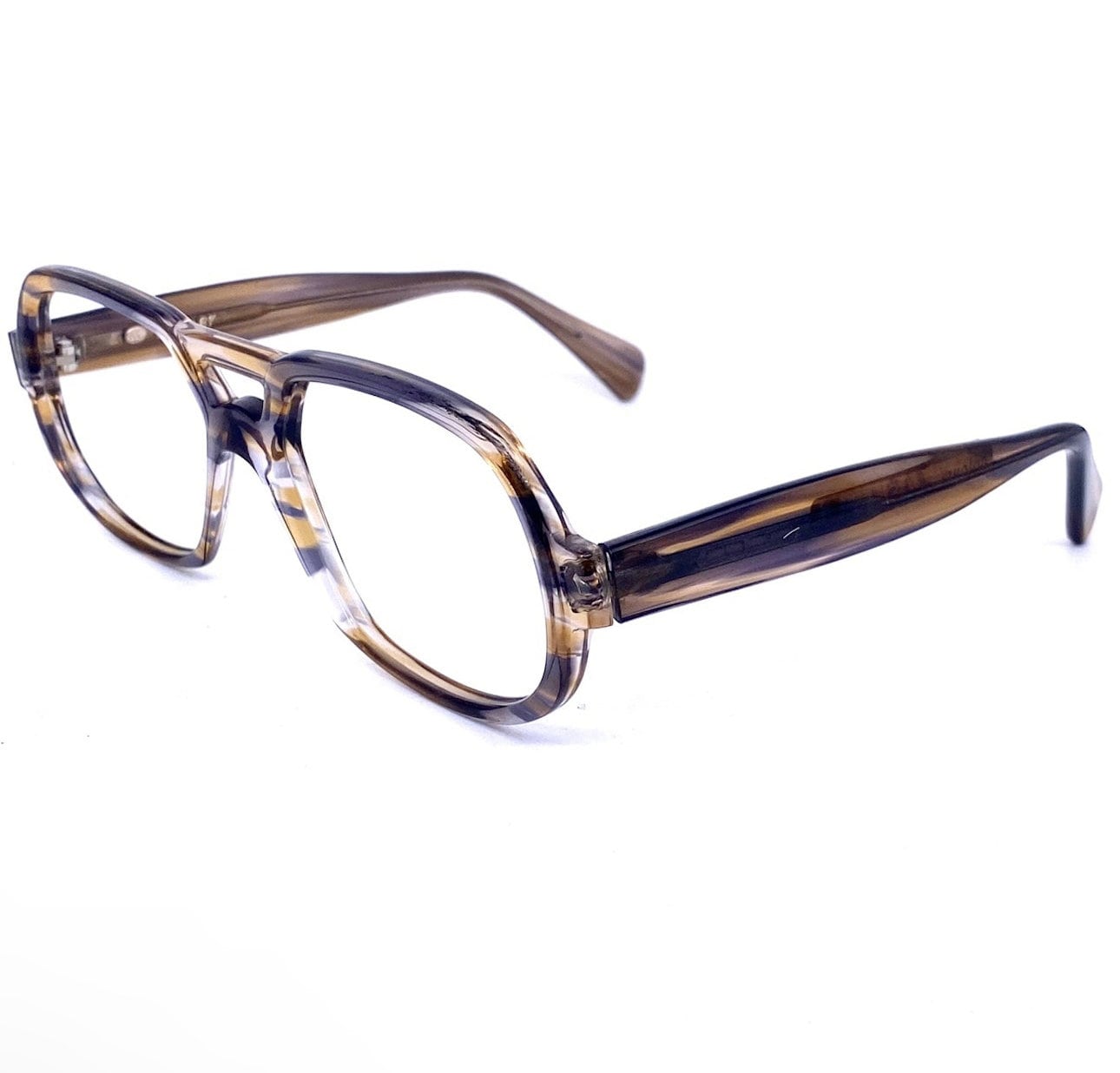 Serge Kirchhofer mod27 Smokey grey double bridge aviator glasses, NOS 70s Austria