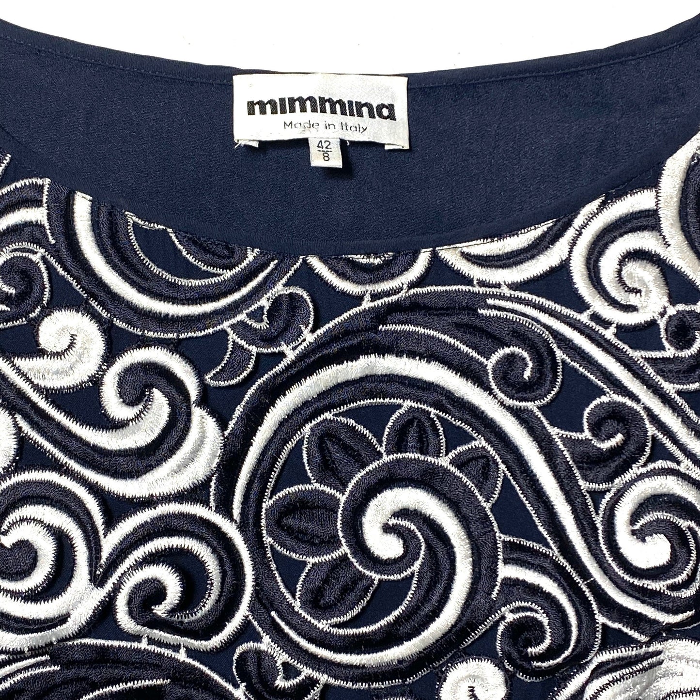 Mimmina 80s black/white baroque embroidered top dress, sz 42 mint condition