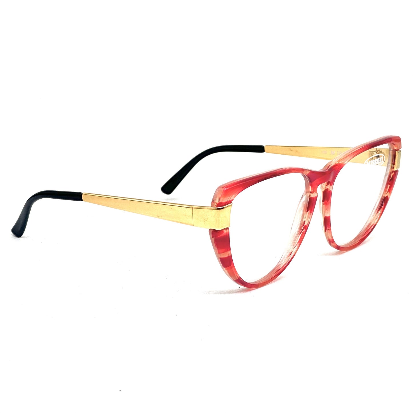 Missoni M181 stunning butterfly red eyeglasses frames w golden temple, 80s NOS made in Italy