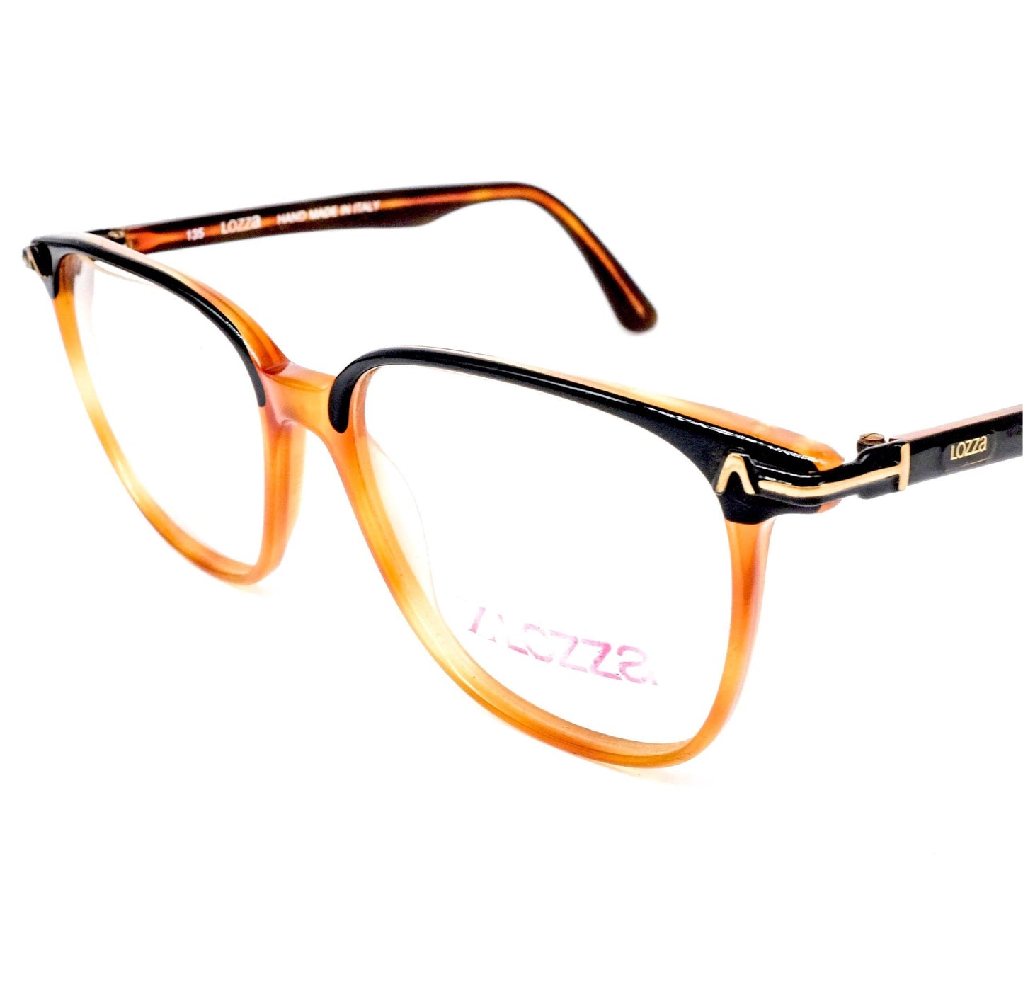 Lozza jazz brown/black  cellulose square eyeglasses frames, 1970’s  NOS Italy