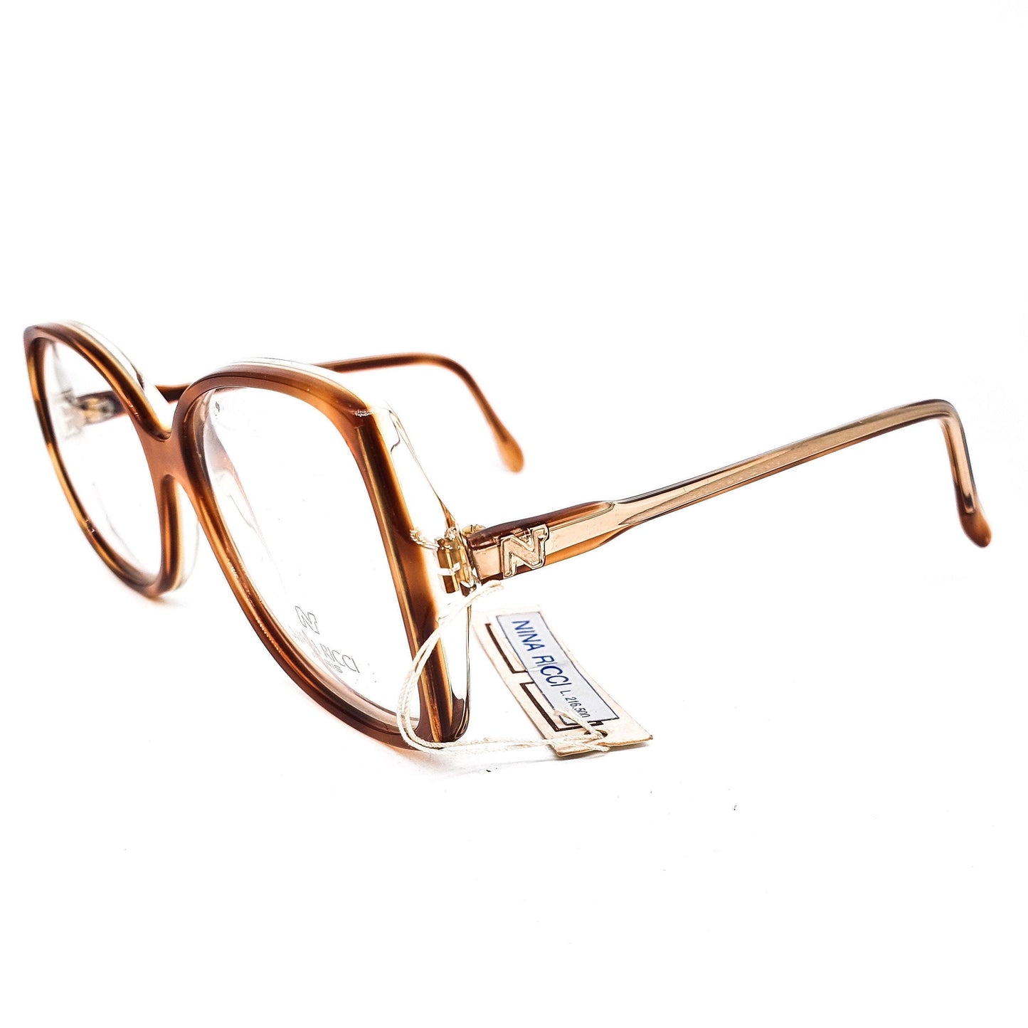 Nina ricci Paris tortoise square oversized eyeglasses frames handmade in France in the 80s.