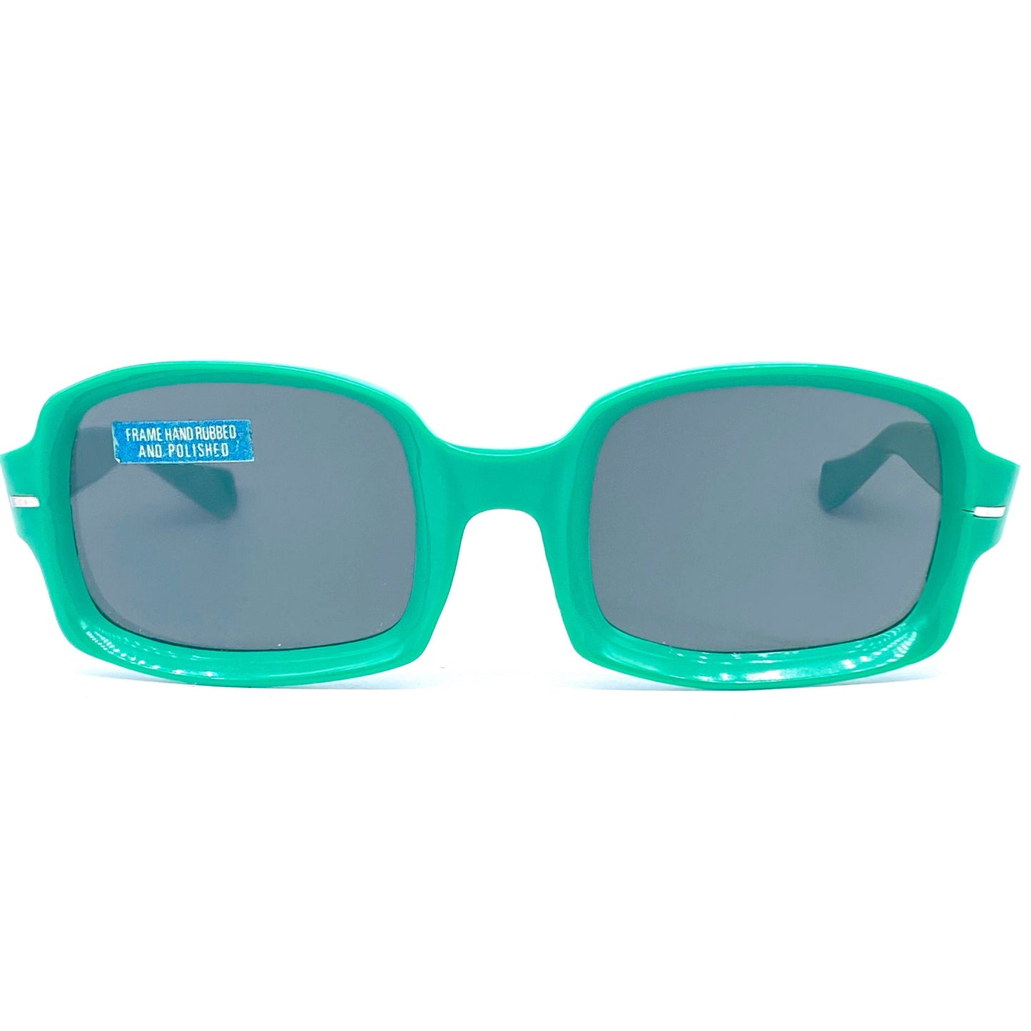 Samco green square sunglasses with grey crystal lenses, 1960s Italy, minty