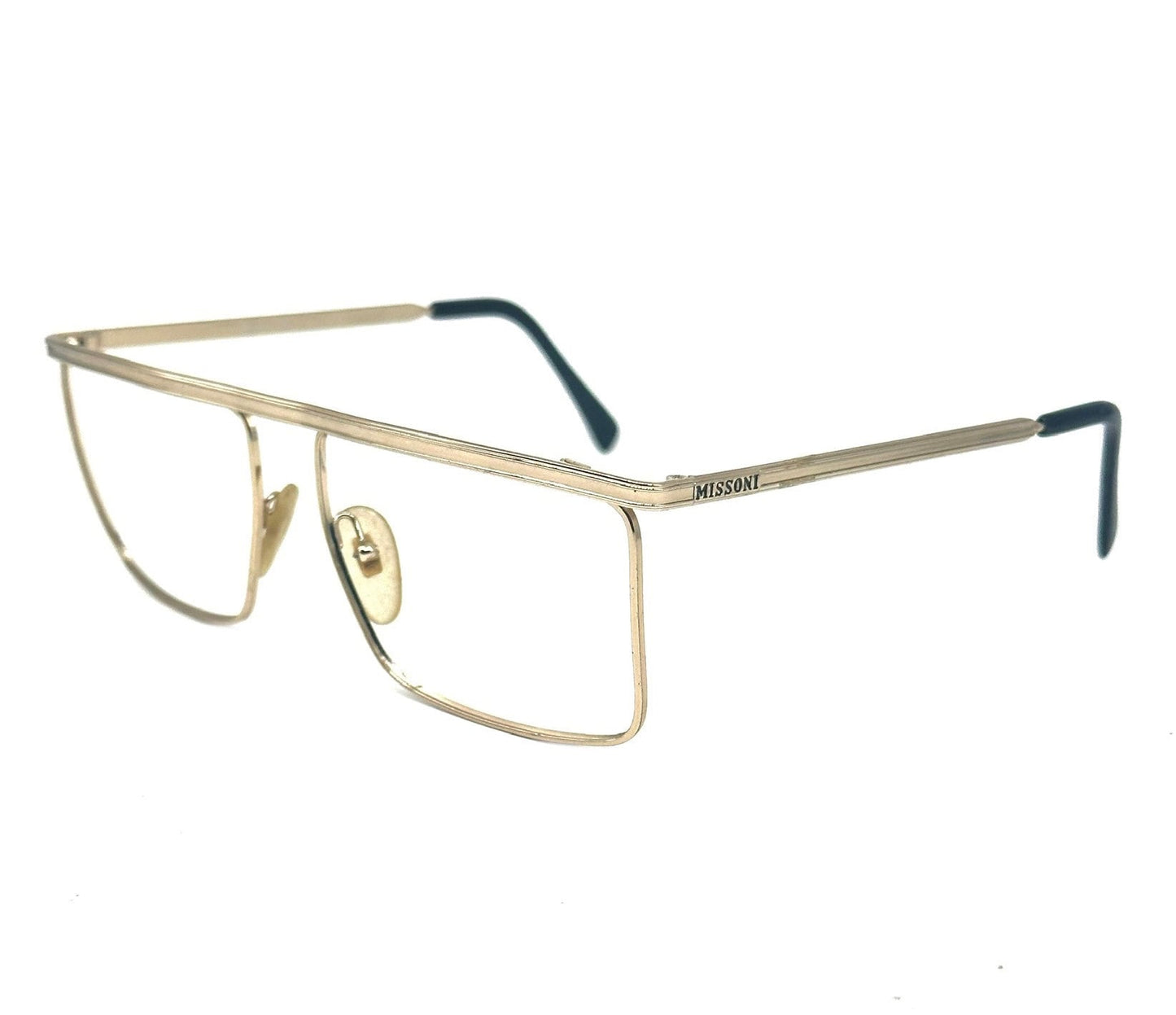 Missoni m403 hip square gold frames w flat top browline, NOS 80s Italy