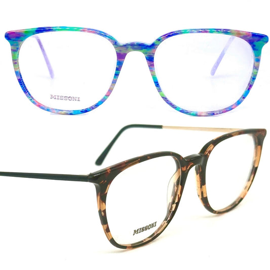 Missoni M881 multicolor pixel art celluloid glasses frames, classic 1980s NOS Italy