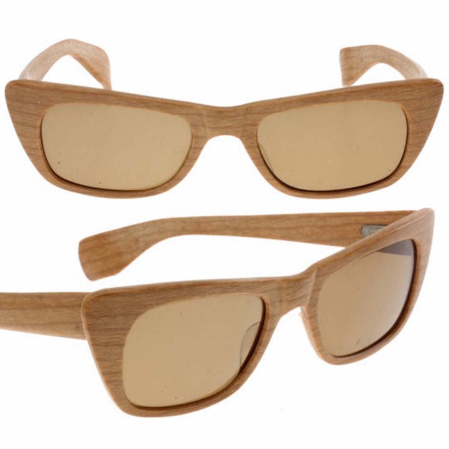 Fioc 1950s wooden effect cateye sunglasses made in Italy, New old stock in mint condition