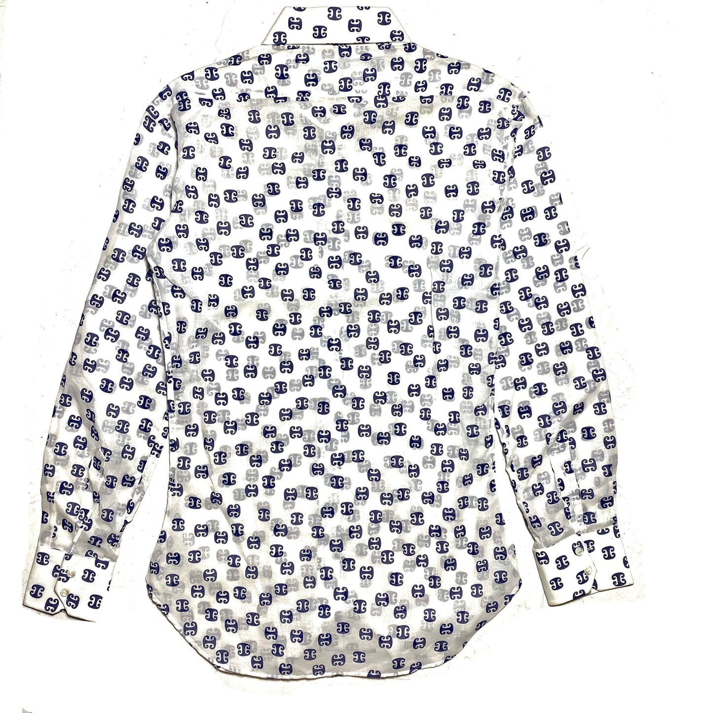 Rao tailors 1960s abstract allover white light cotton popeline shirt, very good condition