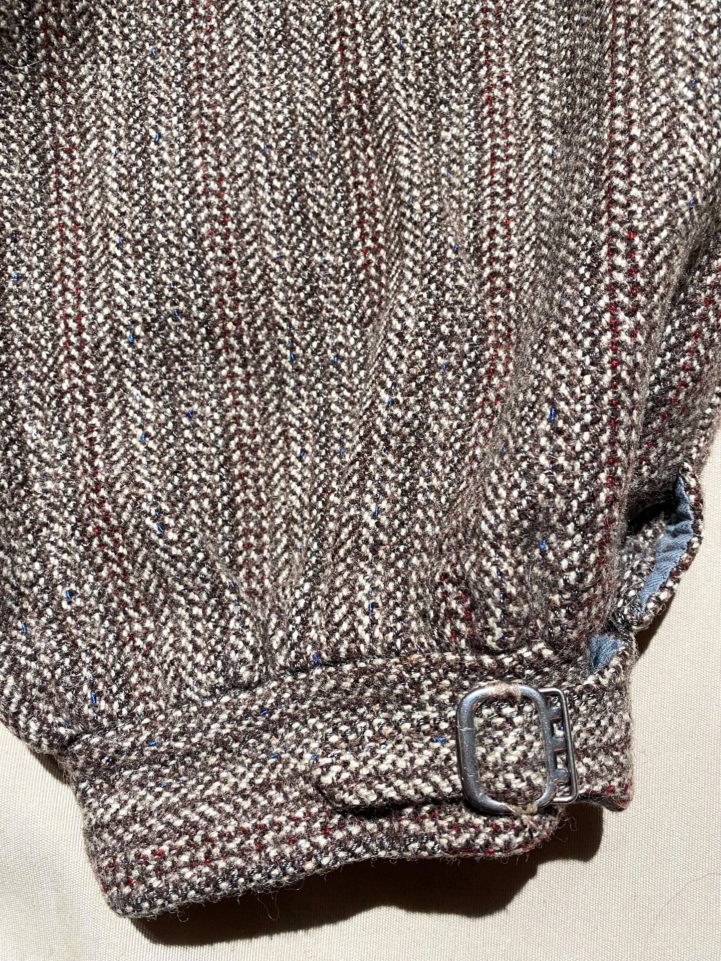 Auth. 1930s circa sartorial brown chevron thick wool trousers ready made 4 suspenders, great cond. sz S man