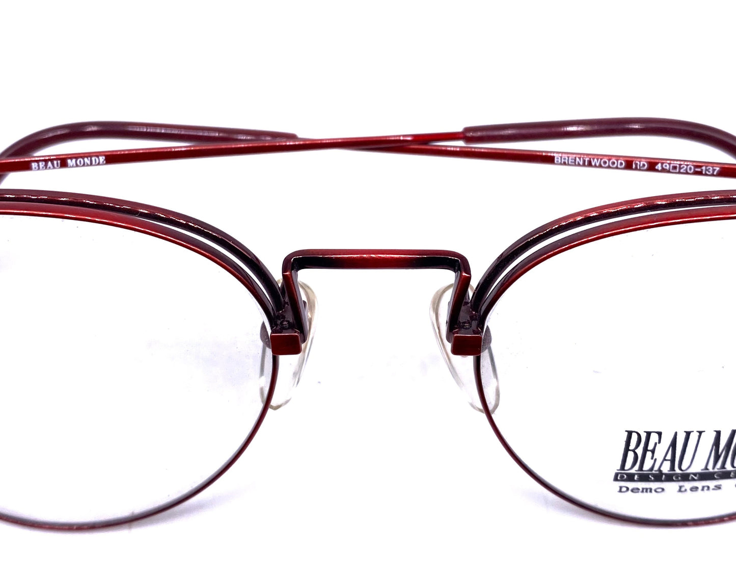 Beau Monde Brentwood round - pantos red metallized eyeglasses frames , NOS 80s