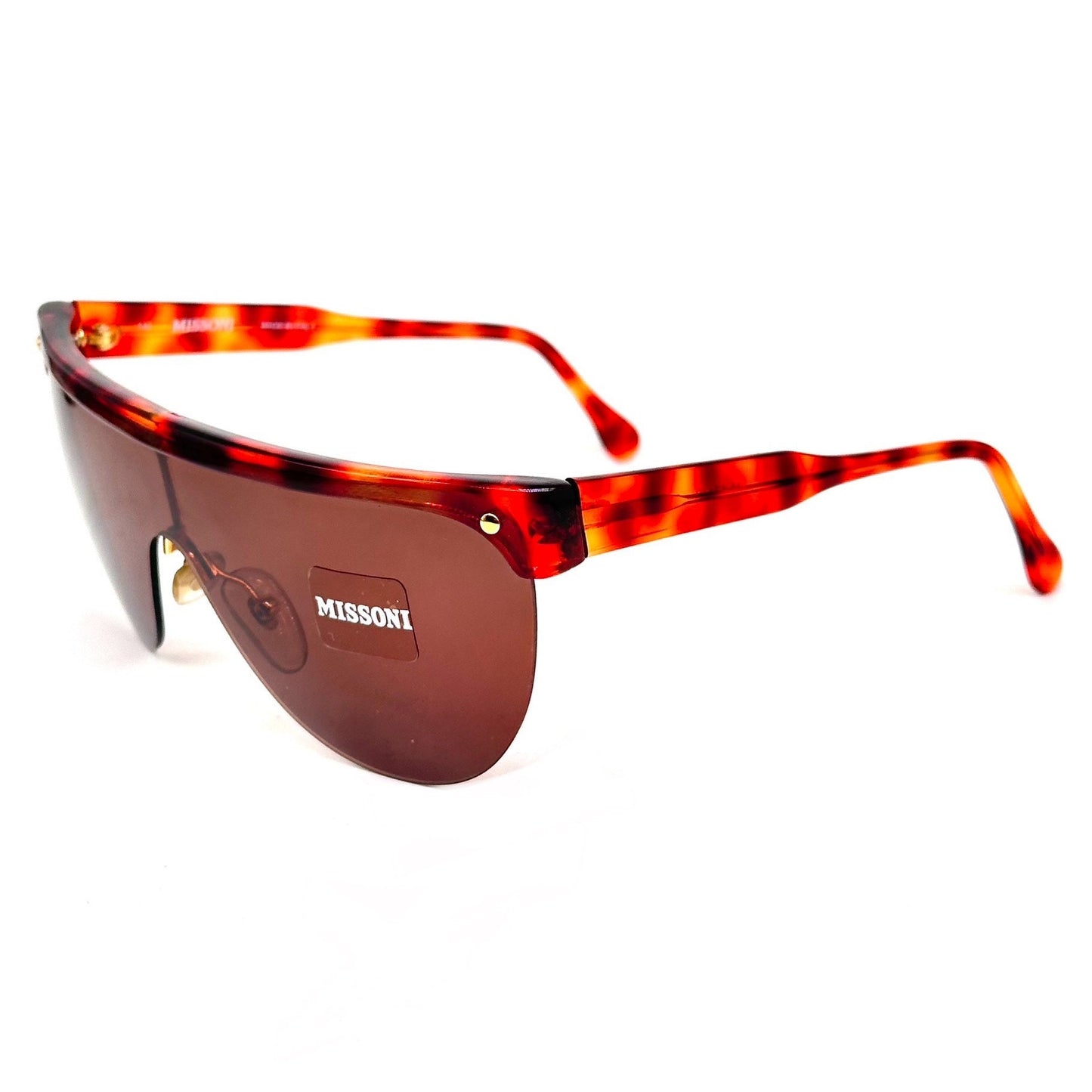 Missoni M171/S tortoise mask/ shield sunglasses w flat top browline, NOS 90s mint