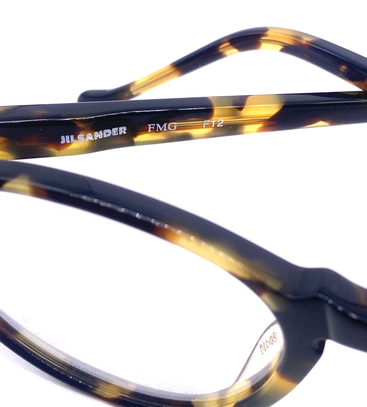 Jil Sander Demi amber round keyhole eyeglasses frames made in Germany. 80s NOS