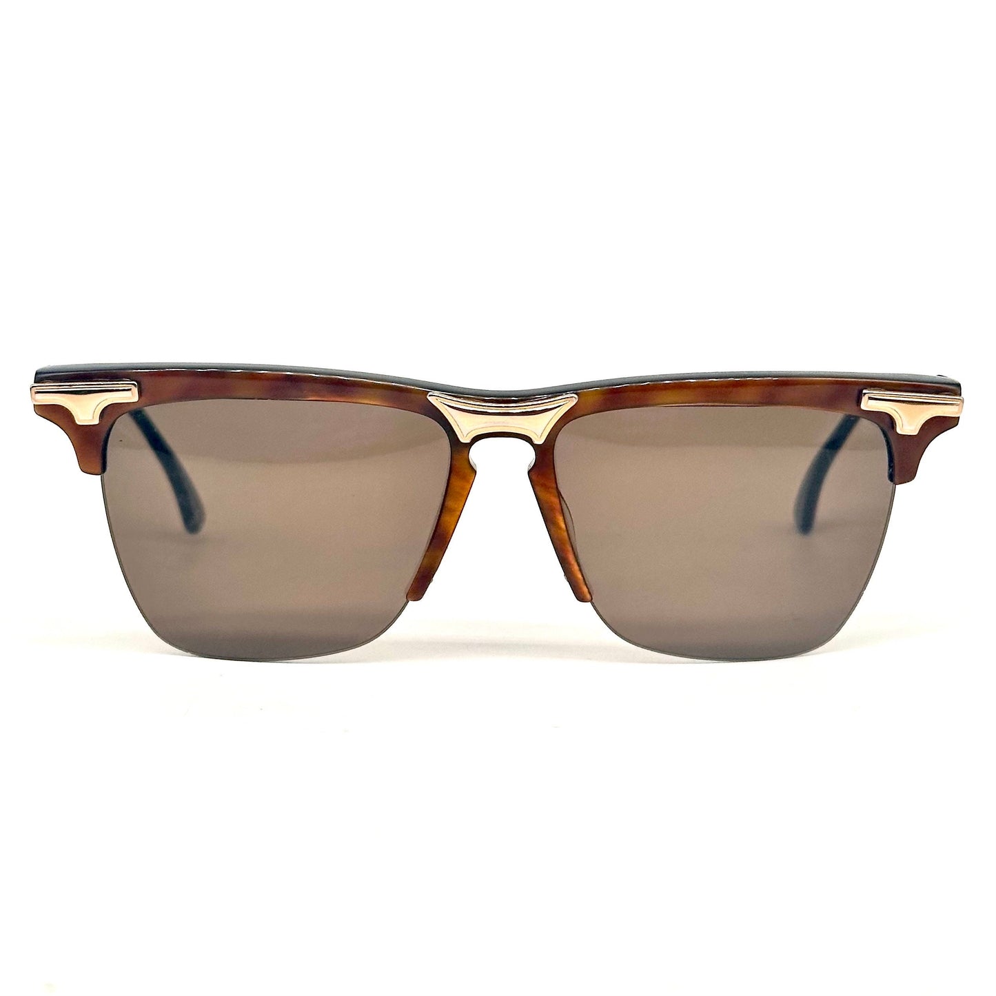 Missoni M170/S square sunglasses, brown tortoise with golden metal details, NOS 80s Italy