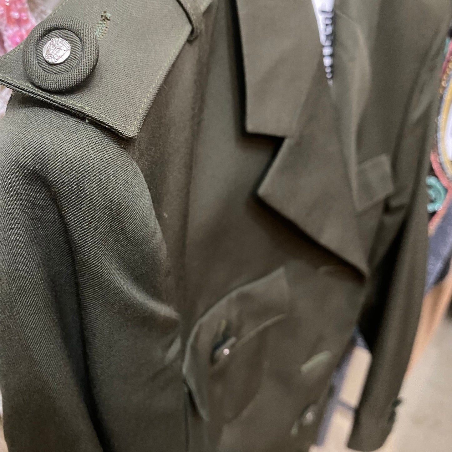 Istante by Versace military style army green blazer jacket sz 42, mint