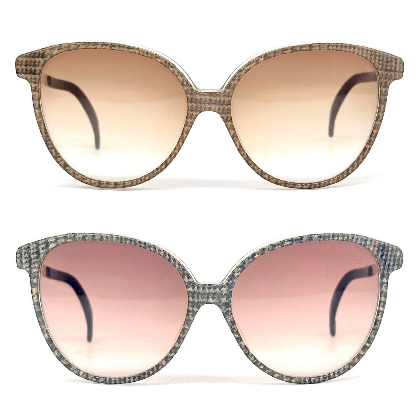 Lamborghini sunglasses TL-25 rare houndstooth fabric inlaid shades, 2 colorways 70s NOS