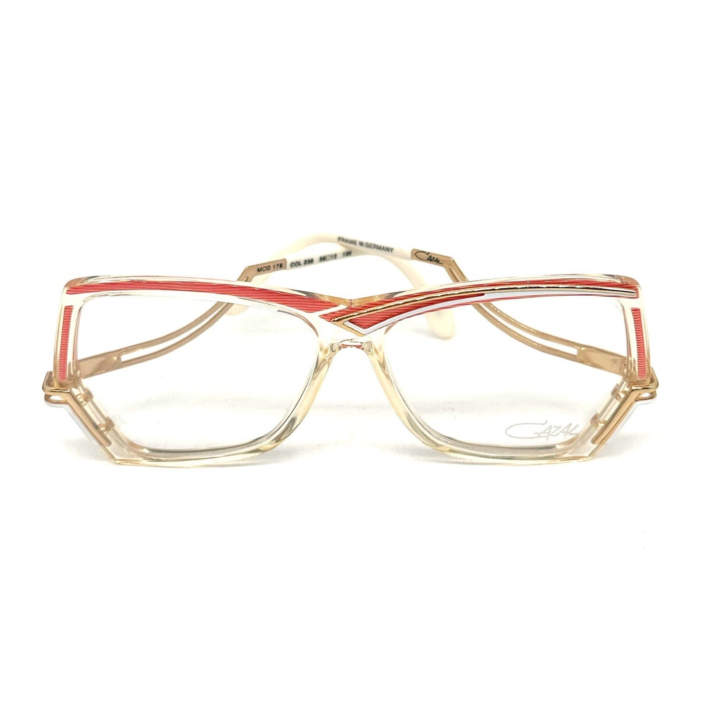 Cazal 178 collectors’ square oversized eyeglasses w asymmetrical details, NOS 80s W. Germany