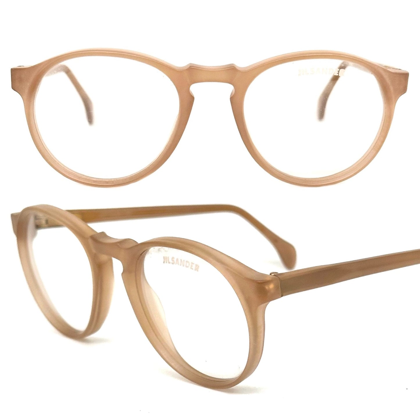 Jil Sander 656 round keyhole Matt peach eyeglasses frames, 1980s NOS mint