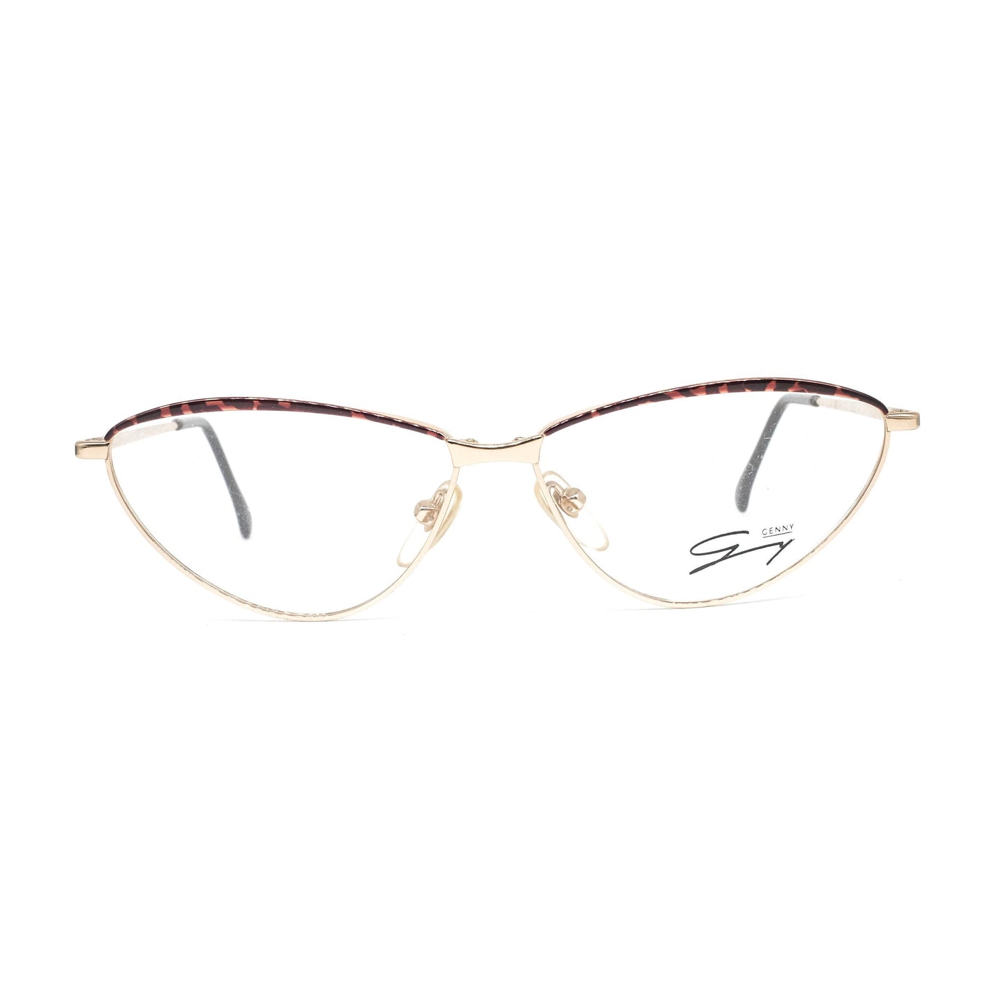 Genny 534 golden metal modernist cateye eyeglasses frames made in Italy, NOS 80s