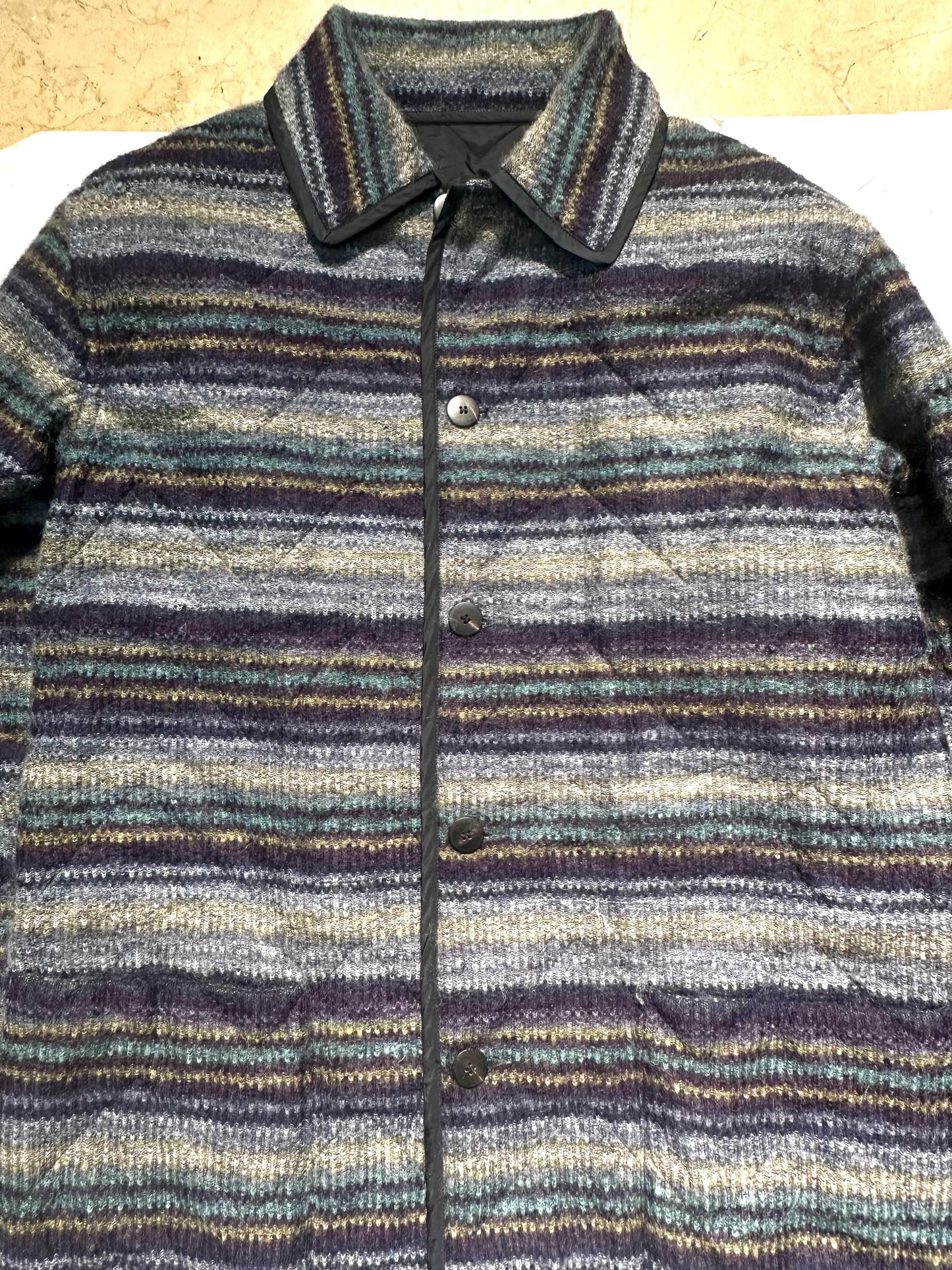 Missoni reversibile multicolor mohair wool - black Quilted long coat, in mint condition sz XL