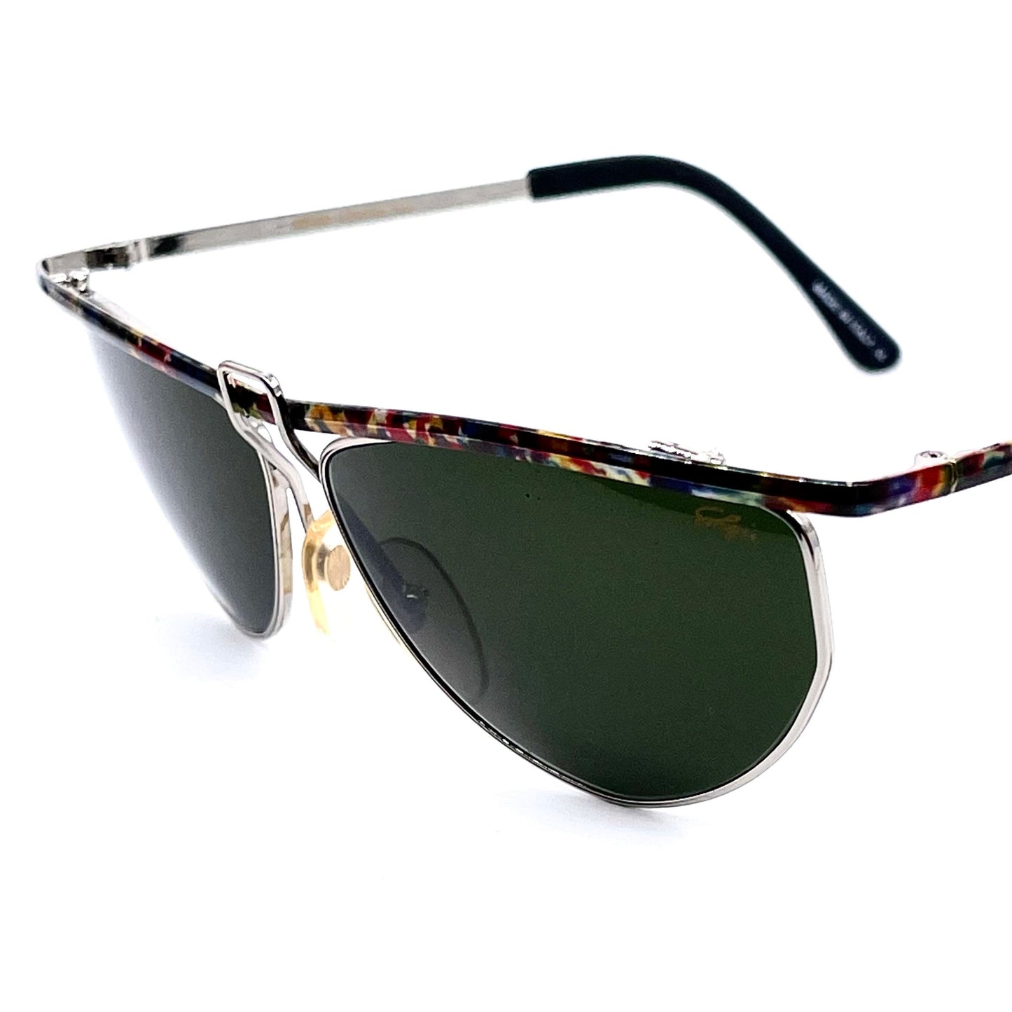 Solgir modernist sunglasses with Multicolor enamel and fork bridge, NOS 80s Italy
