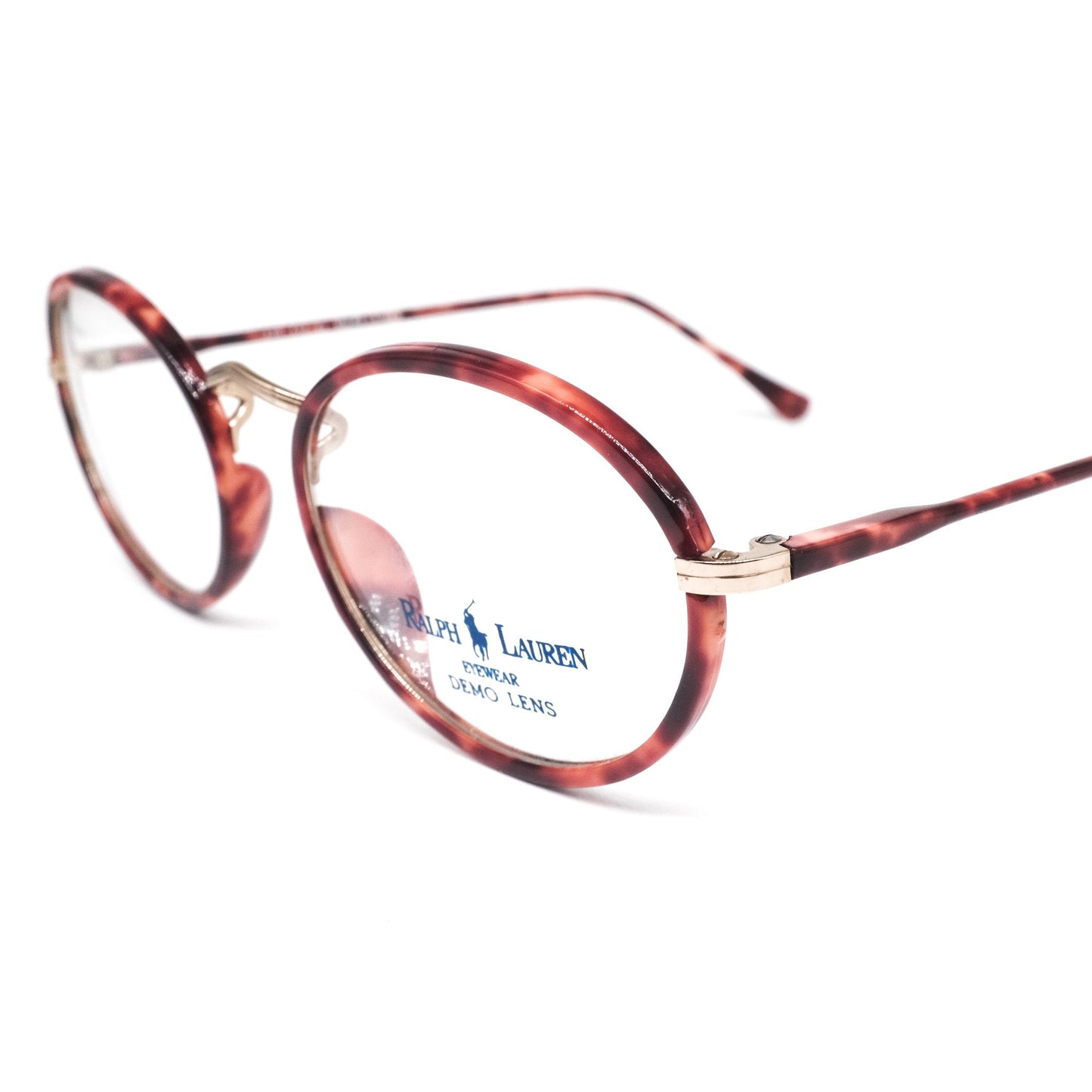 Ralph Lauren 130 517 retro geeky oval slim red tortoise cello eyeglasses frames, 90s NOS