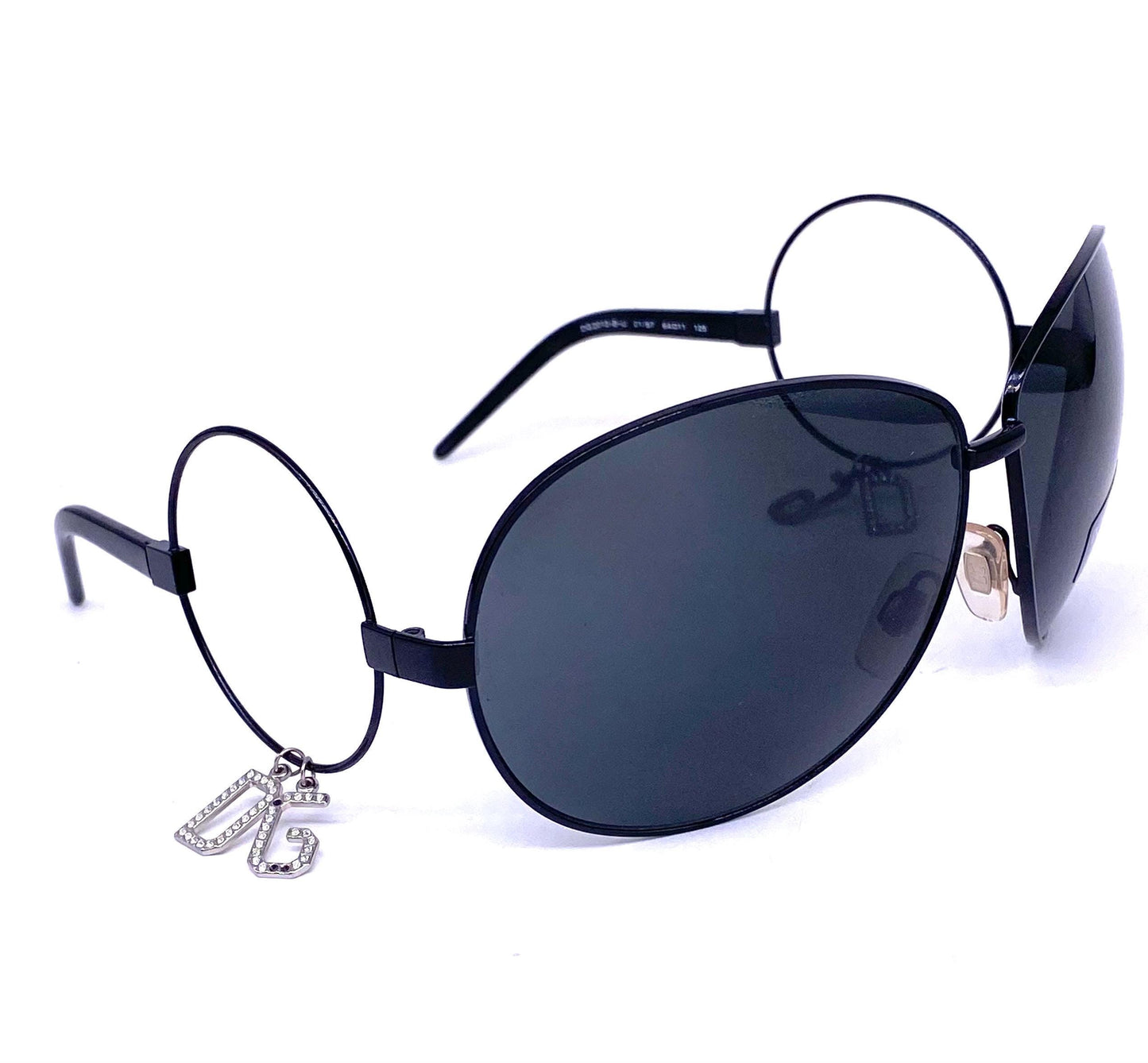 Dolce e Gabbana rare oversized metal sunglasses w spaceage inspired temples & jewelled inserts, NOS