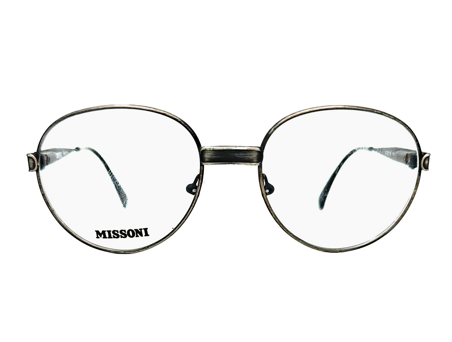 Missoni m821 round gunmetal frames, pantos minimalist glasses made in Italy, 80s NOS