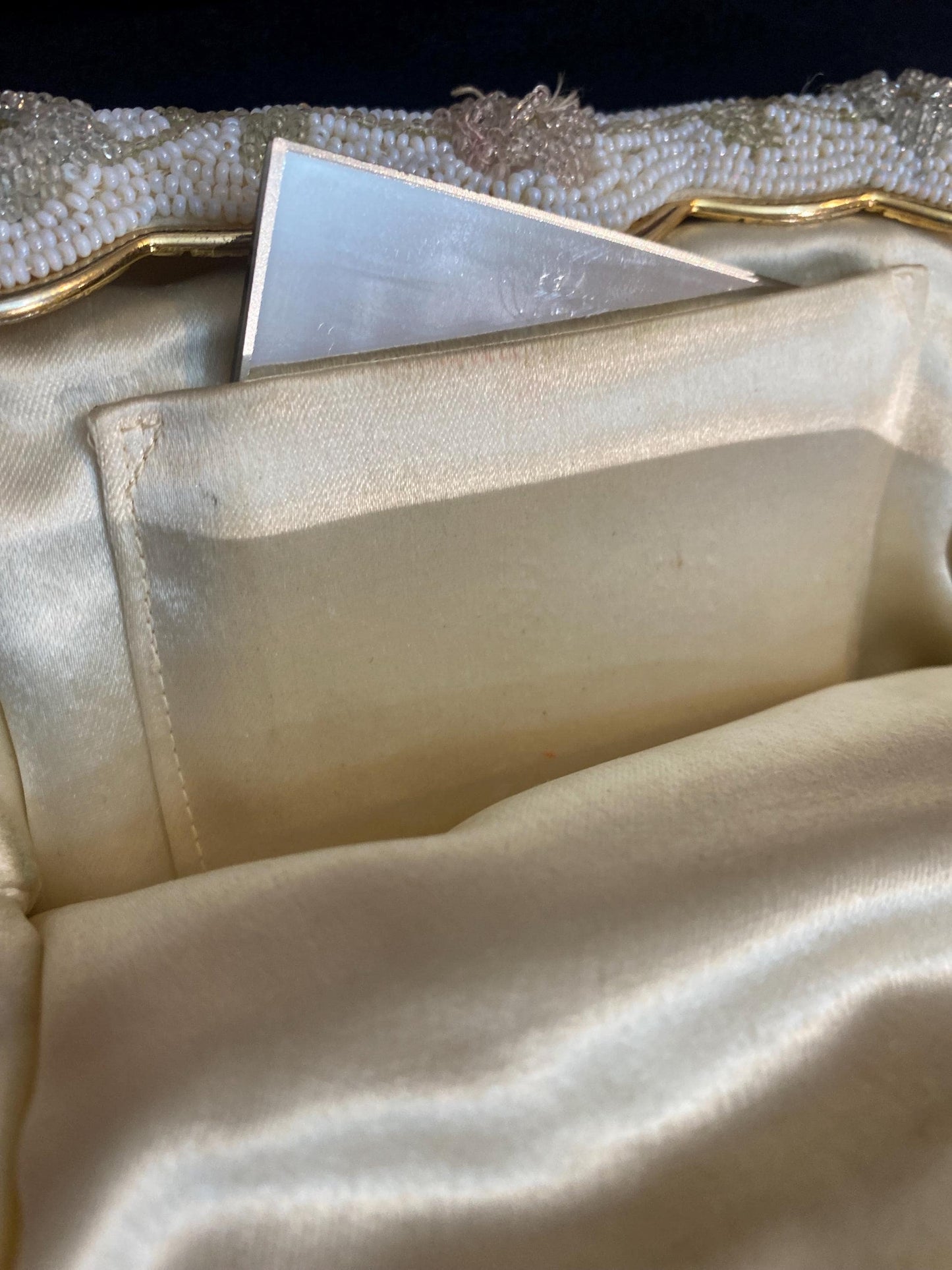 1940s classy hand embroidered floral evening-bridal pouch bag, as new