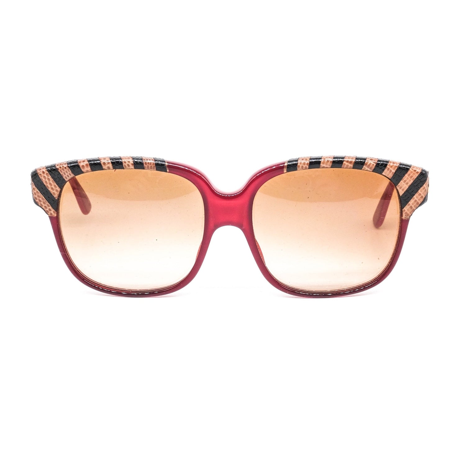 Emmanuelle Khanh 8880 69 vintage artistic sunglasses in red acetate with leather details Made in France