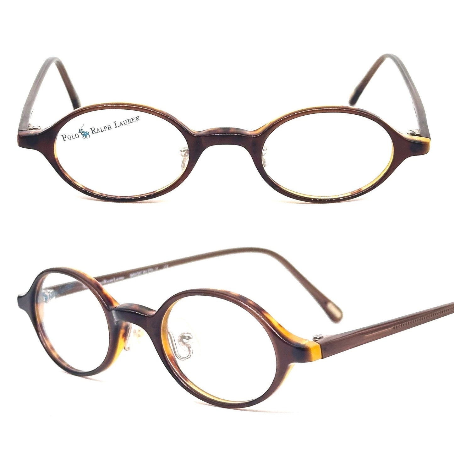 Ralph Lauren Polo 386 oval tortoise retro styled glasses frames, nOS 90s mint
