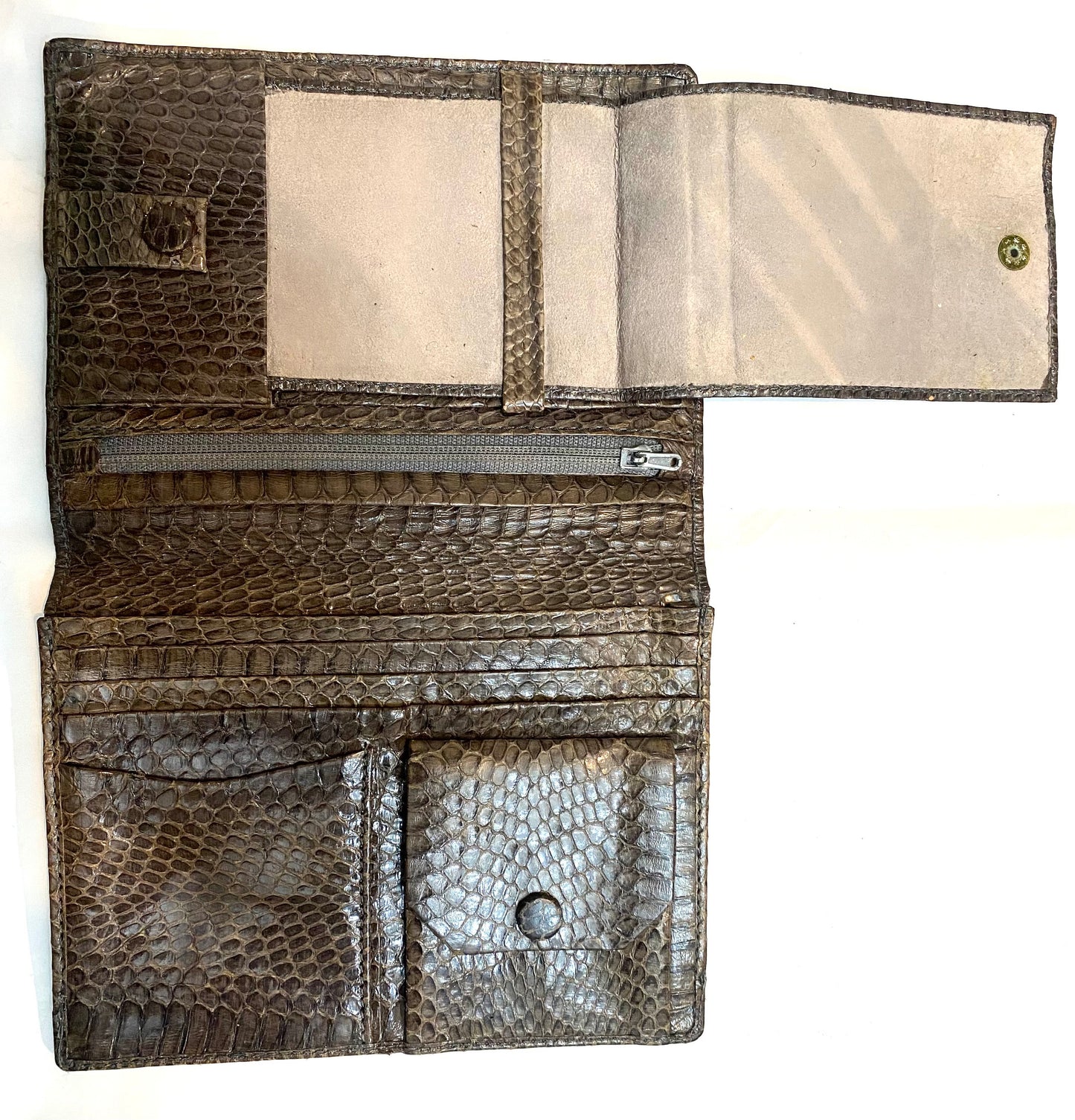 Snake leather ladies wallet with detachable checks holder, 2 colors , 1980s NOS Italy