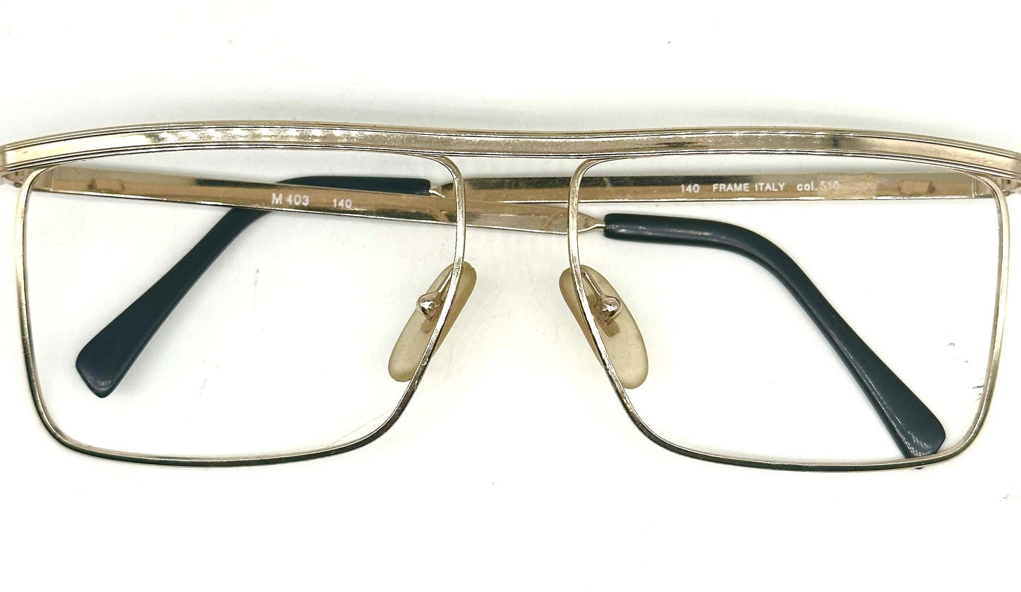 Missoni m403 hip square gold frames w flat top browline, NOS 80s Italy