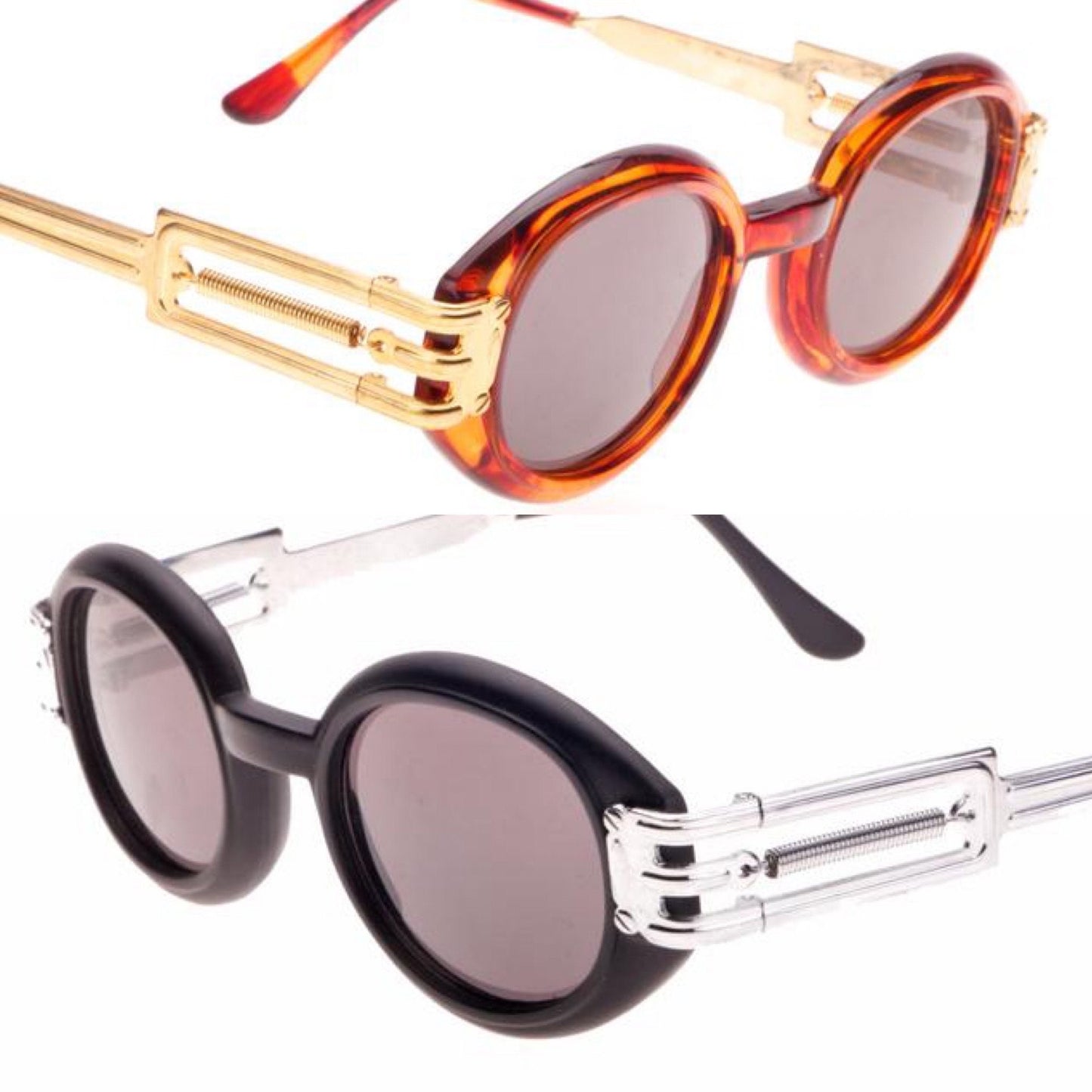 Incognito sunglasses turtle-gold with spring temples , Gaultier style frame, NOS