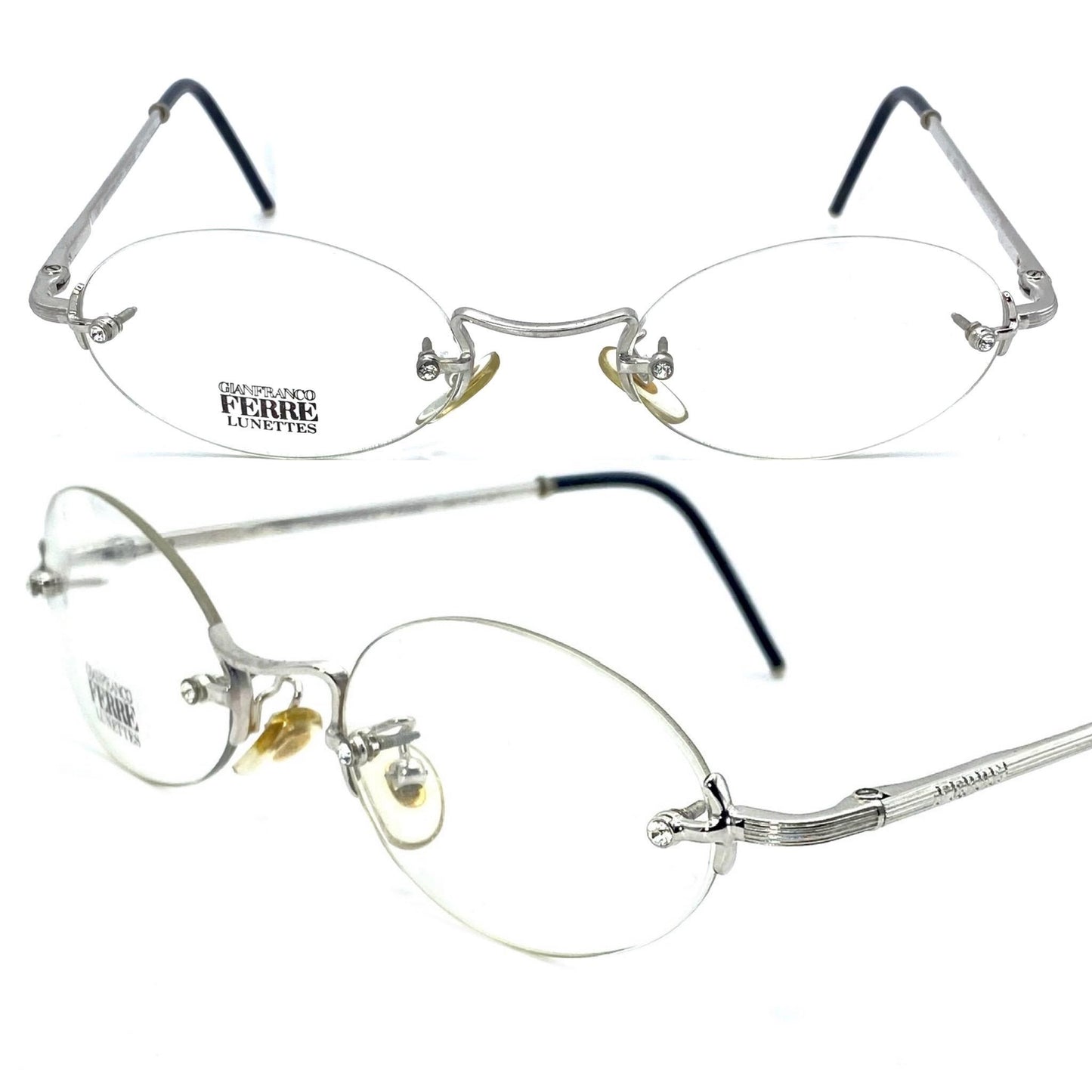 Gianfranco Ferré GFF rimless frames w Swarovski screw heads- pins, stunning and perfect 90s New Old Stock