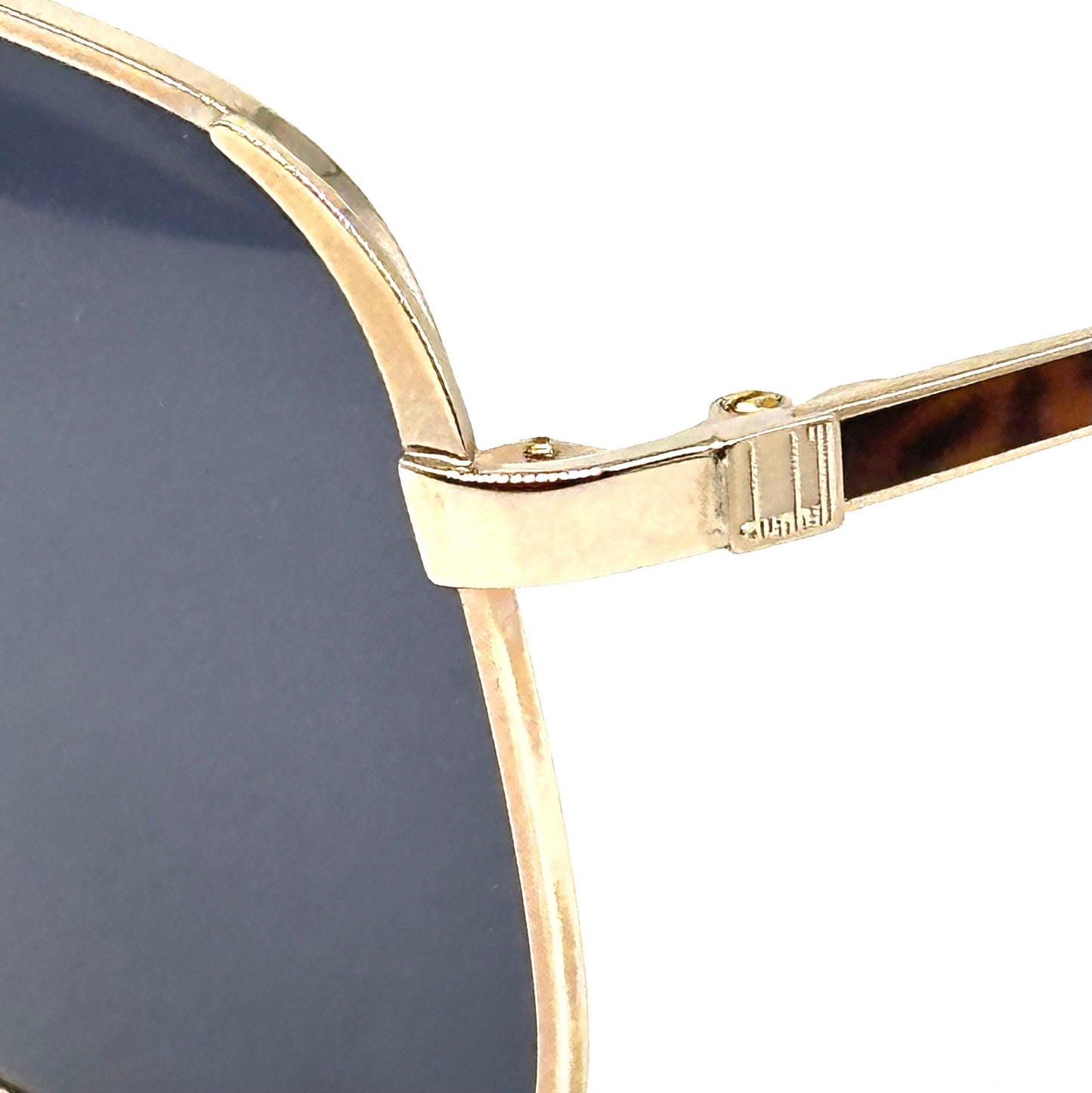 Dunhill 6087 elegant squarer golden metal sunglasses w tortoise enameled details, NOS 80s