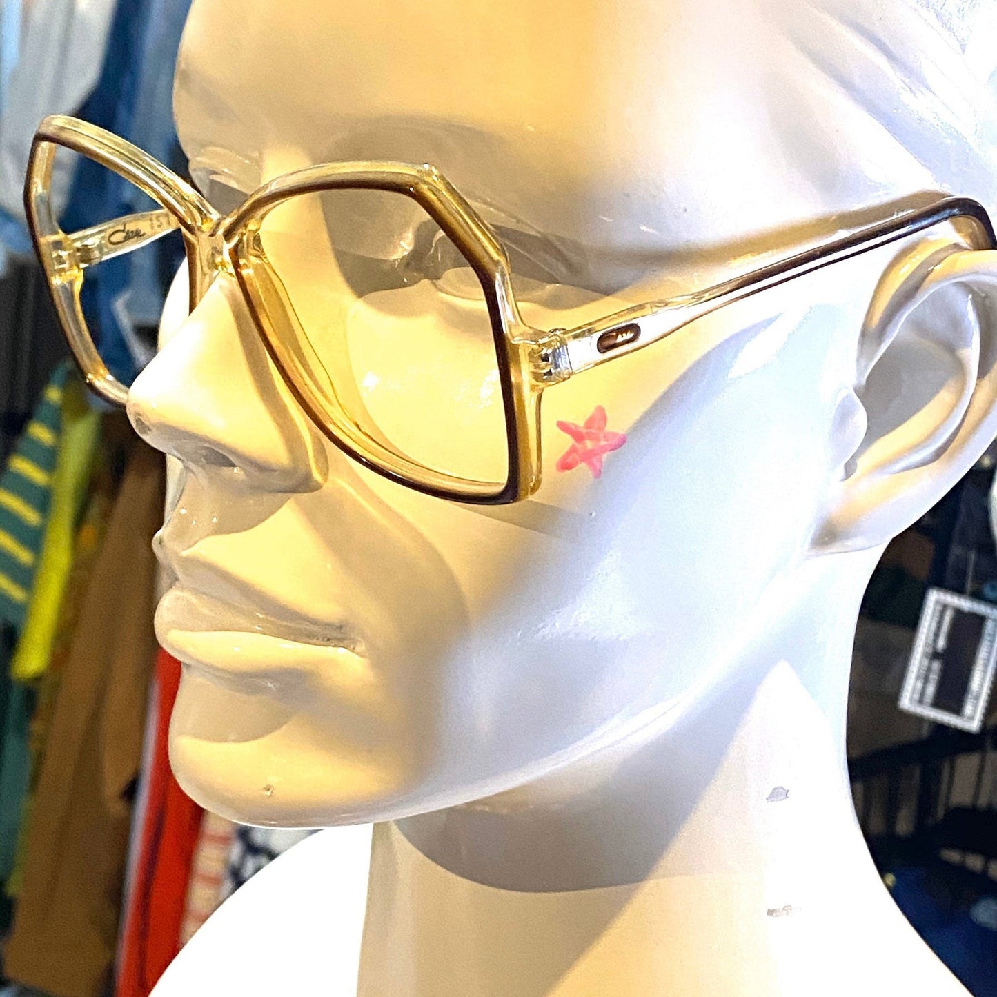 Cazal 151 square oversized clear/brown eyeglasses frames, 80s W.Germany NOS