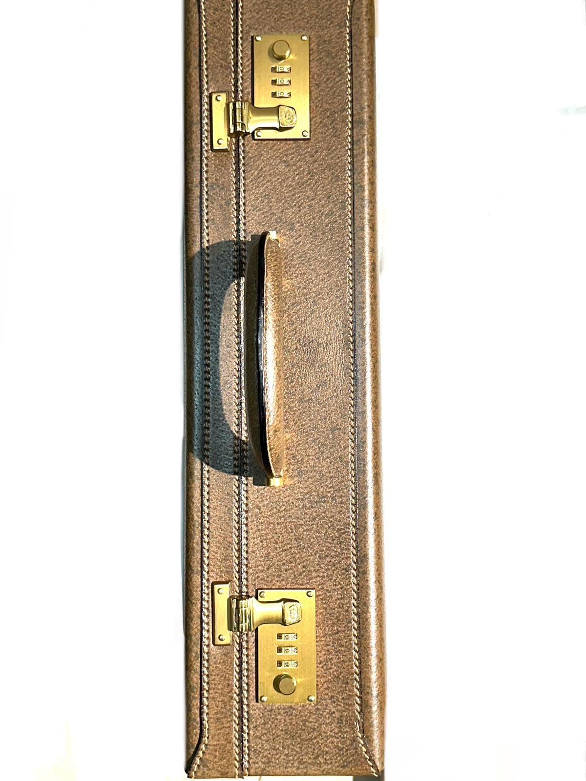 Gucci 1970s 24h tan leather briefcase / document luggage incredibly NOS w box