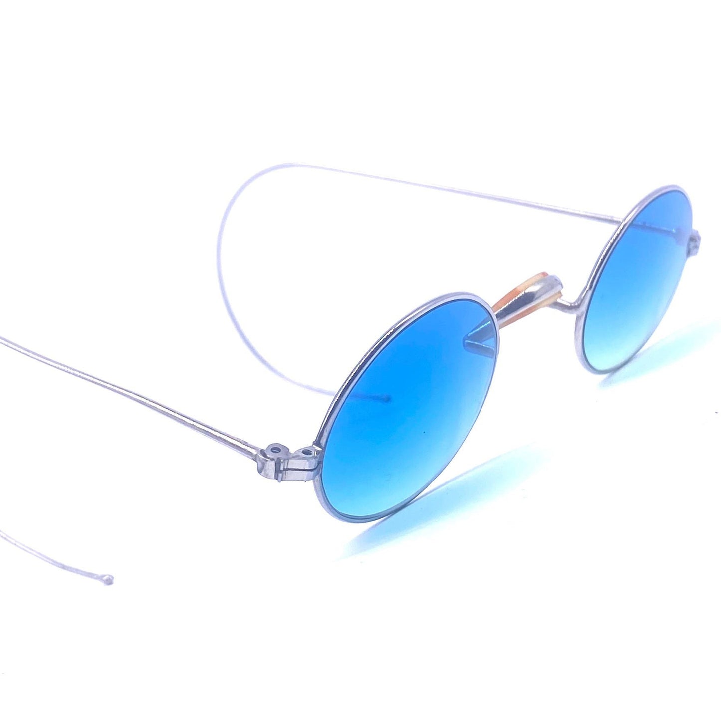 Antique late 19th century oval metal sunglasses, Victorian style, NOS 4 colors