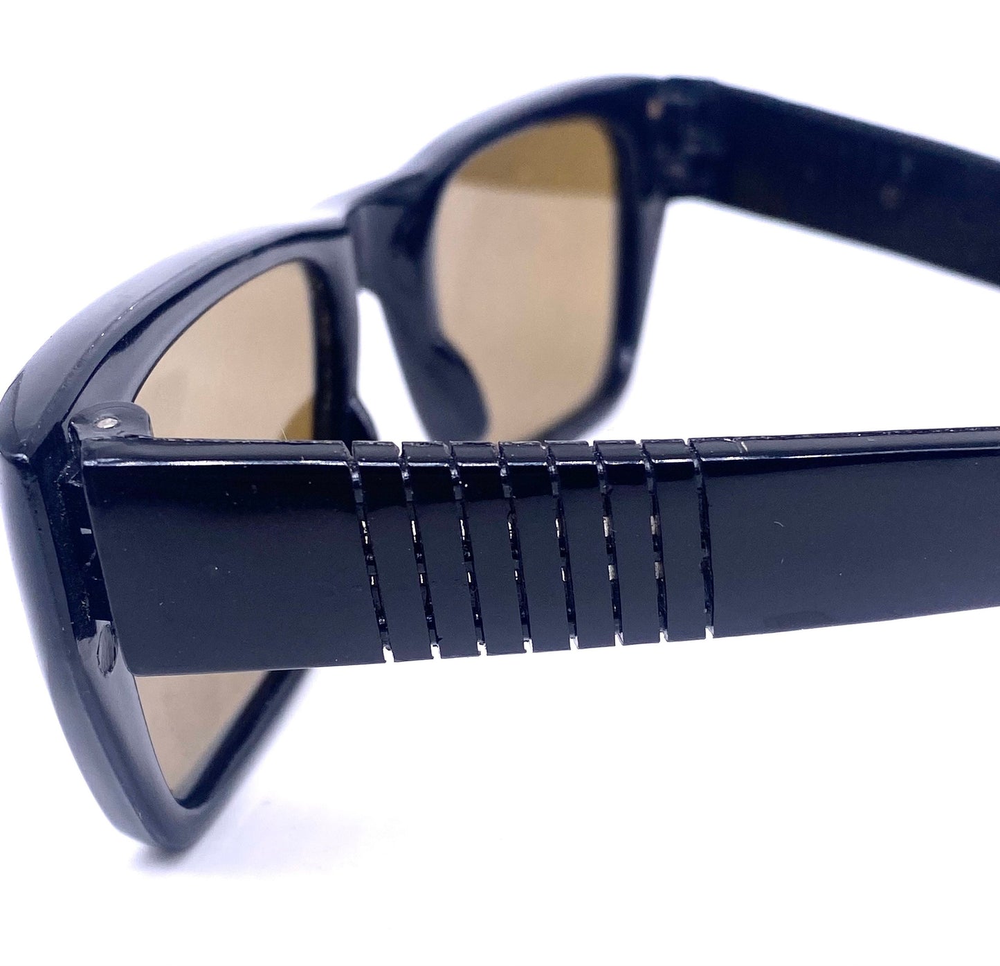 1960s Solflex square oversized tortoise sunglasses with green crystal lenses, NOS Italy