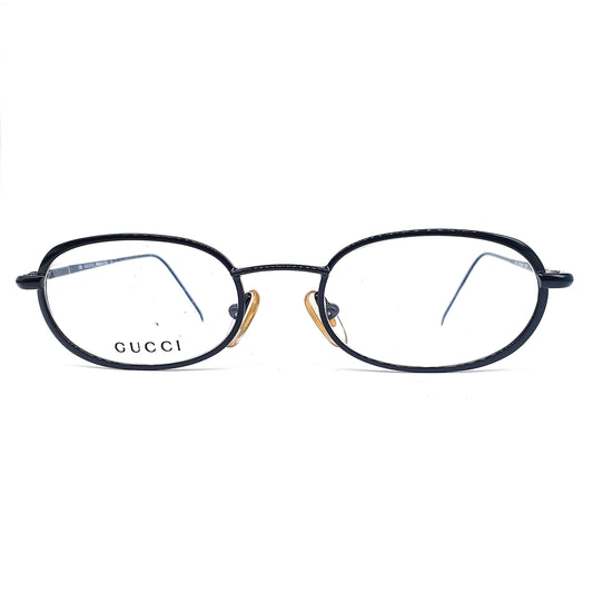 Gucci gg2626 black metallic oval eyeglasses frames, 90s NOS made in Italy