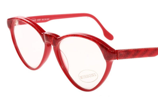 Missoni M81 red cateye eyeglasses frames w real knitted fabric inserts, Nos 80s Italy