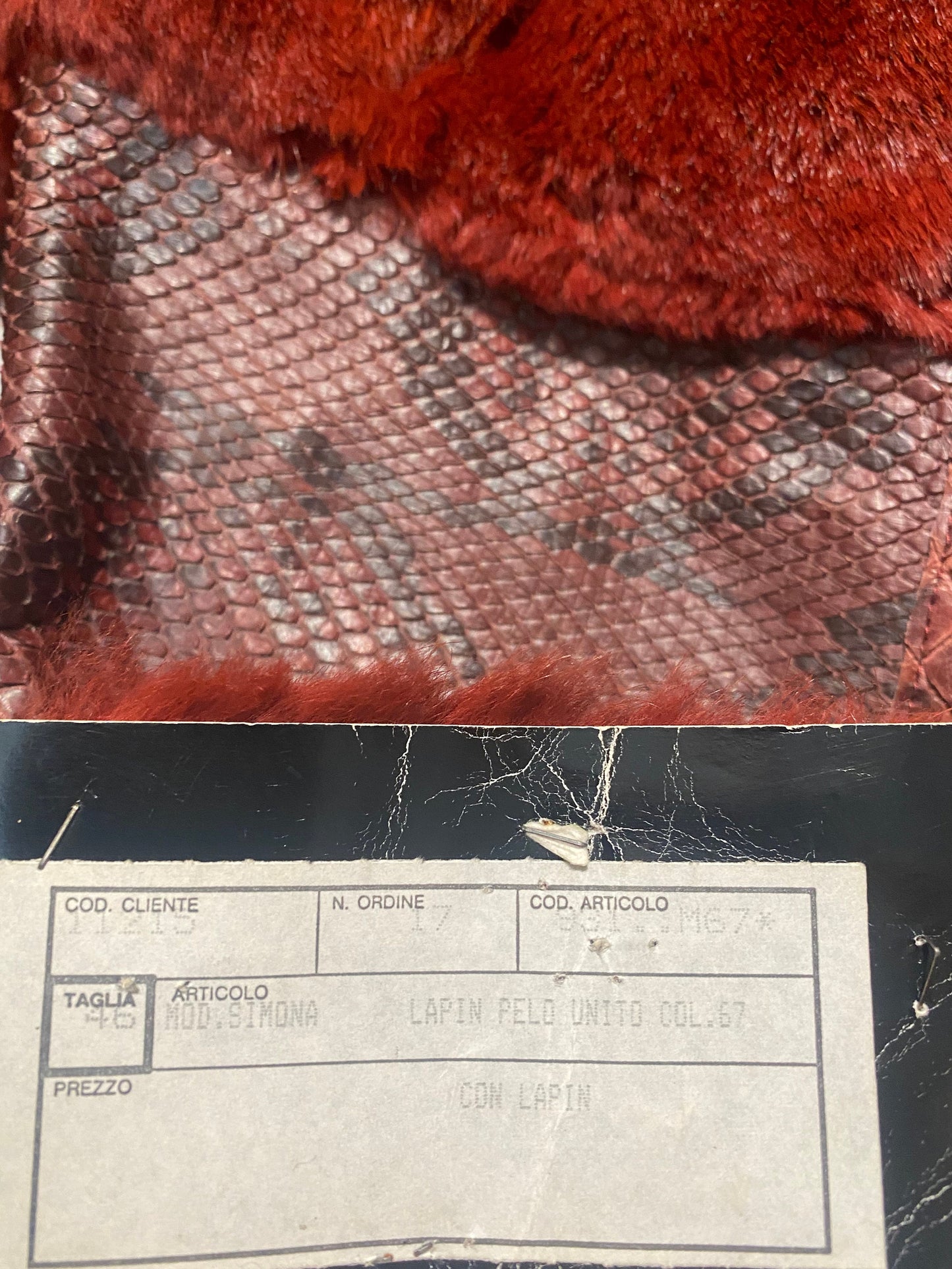 Artisanal 2 in 1 lapin fur / satin crèpe  jacket w python leather details, NOS 90s Italy sz 46