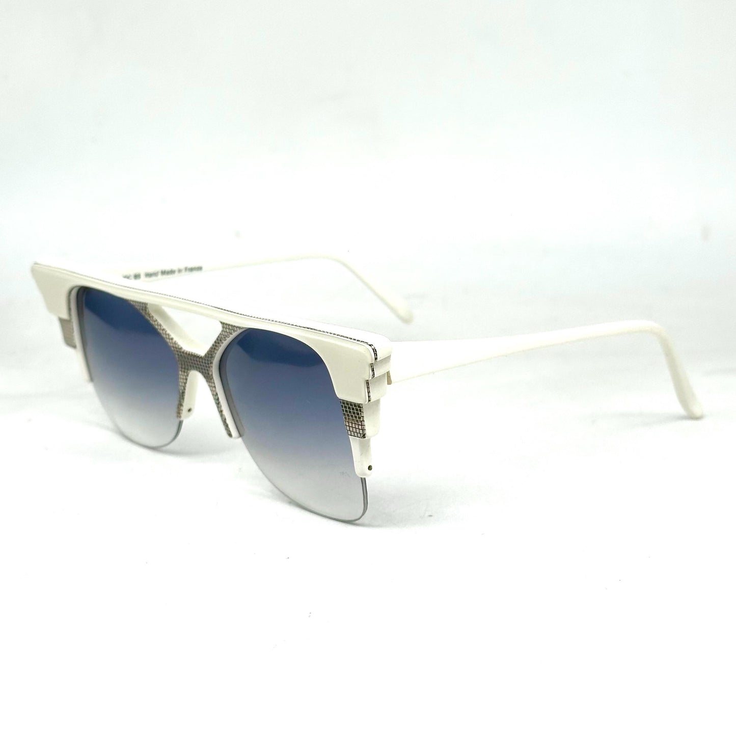IDC 88 futuristic white lacquered ethnic geometric sunglasses made in France 80s NOS