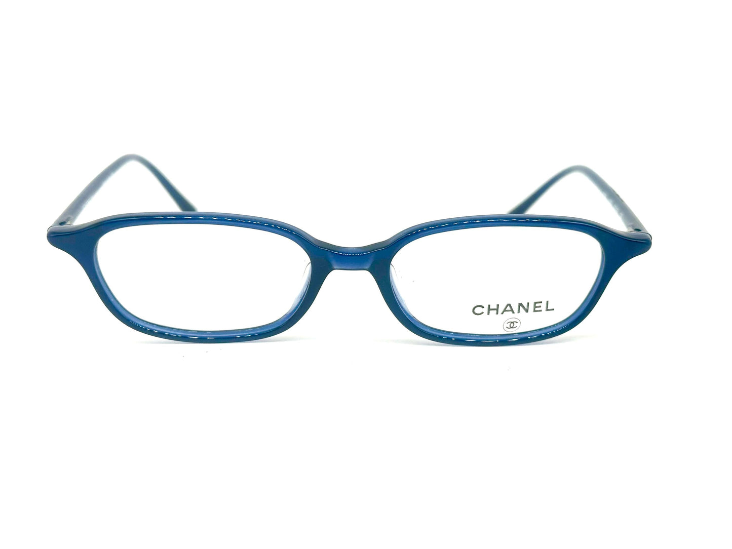 Chanel 3002 minimalist deep blue rectangular eyeglasses frames made in Italy, NOS 90s