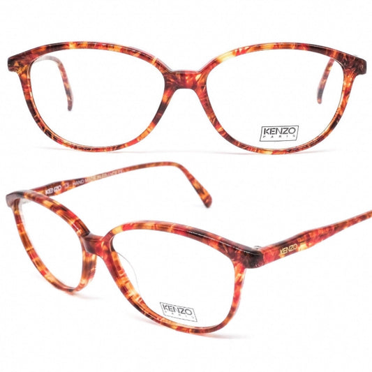 Kenzo k113 classic oval cateye style honey tortoise acetate eyeglasses frames, 80s France