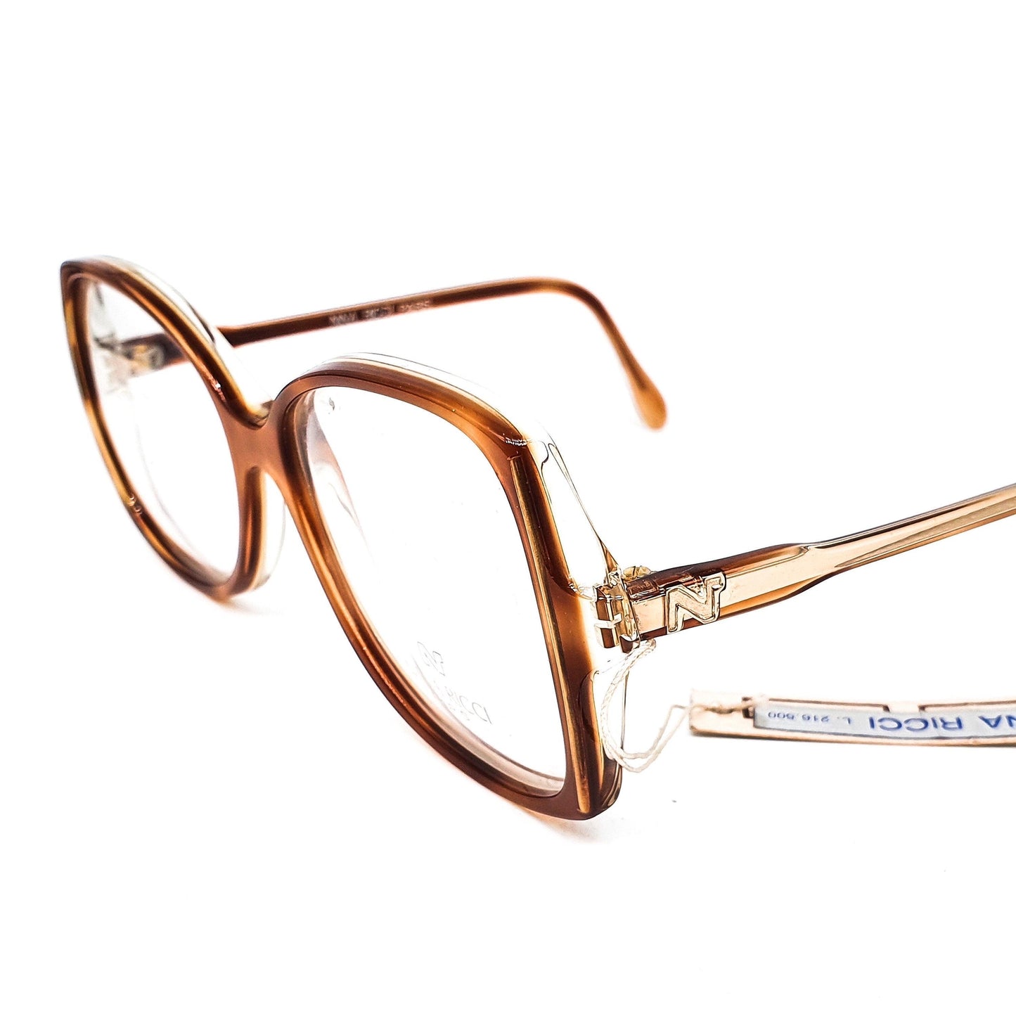 Nina ricci Paris tortoise square oversized eyeglasses frames handmade in France in the 80s.