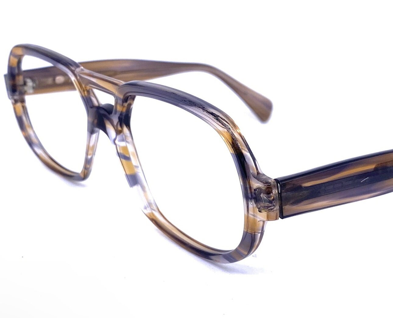 Serge Kirchhofer mod27 Smokey grey double bridge aviator glasses, NOS 70s Austria