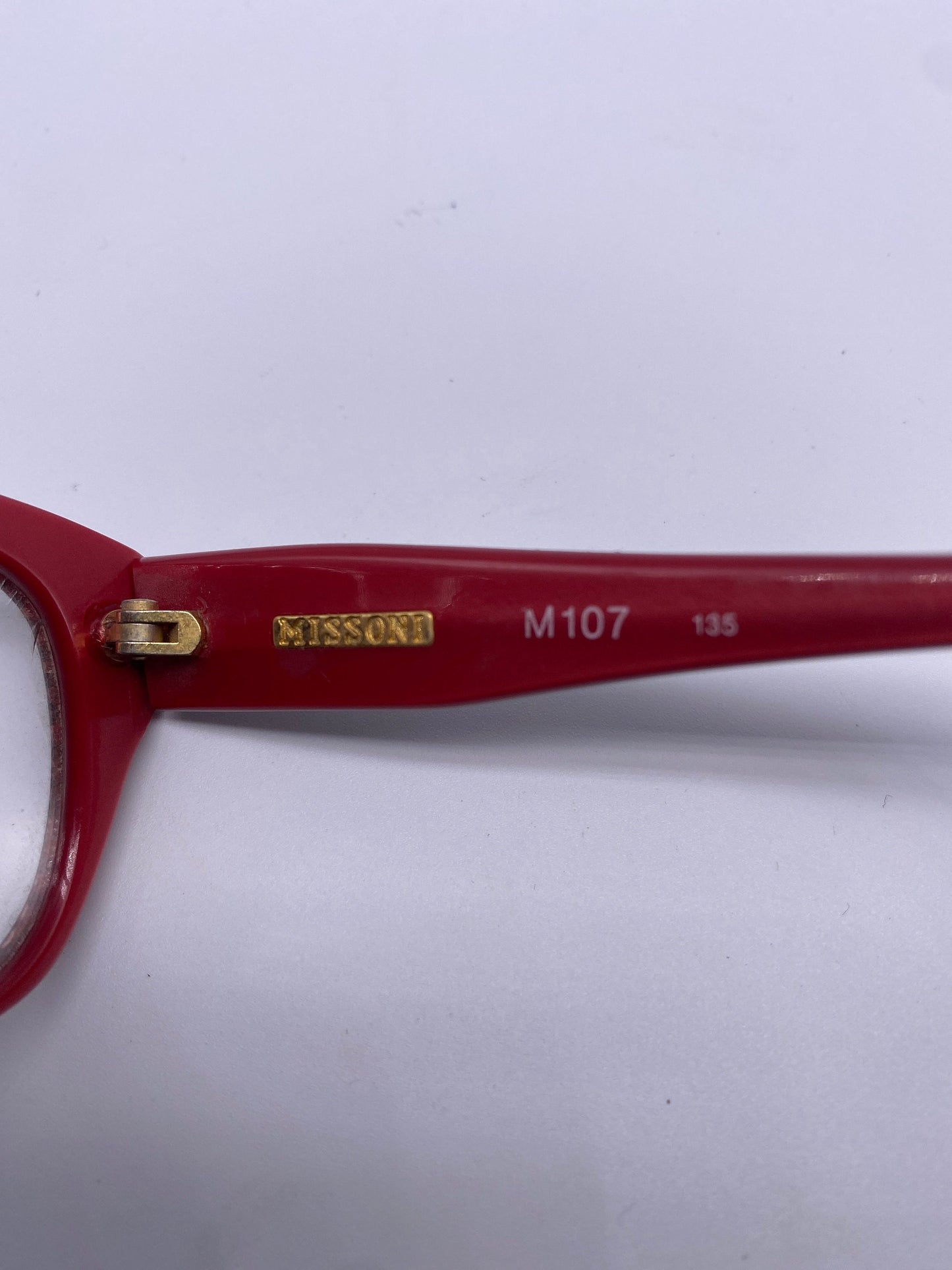 Missoni M107 iconic red chevron fabric inlaid square unisex frames, red base w black stripes, NOS 80s