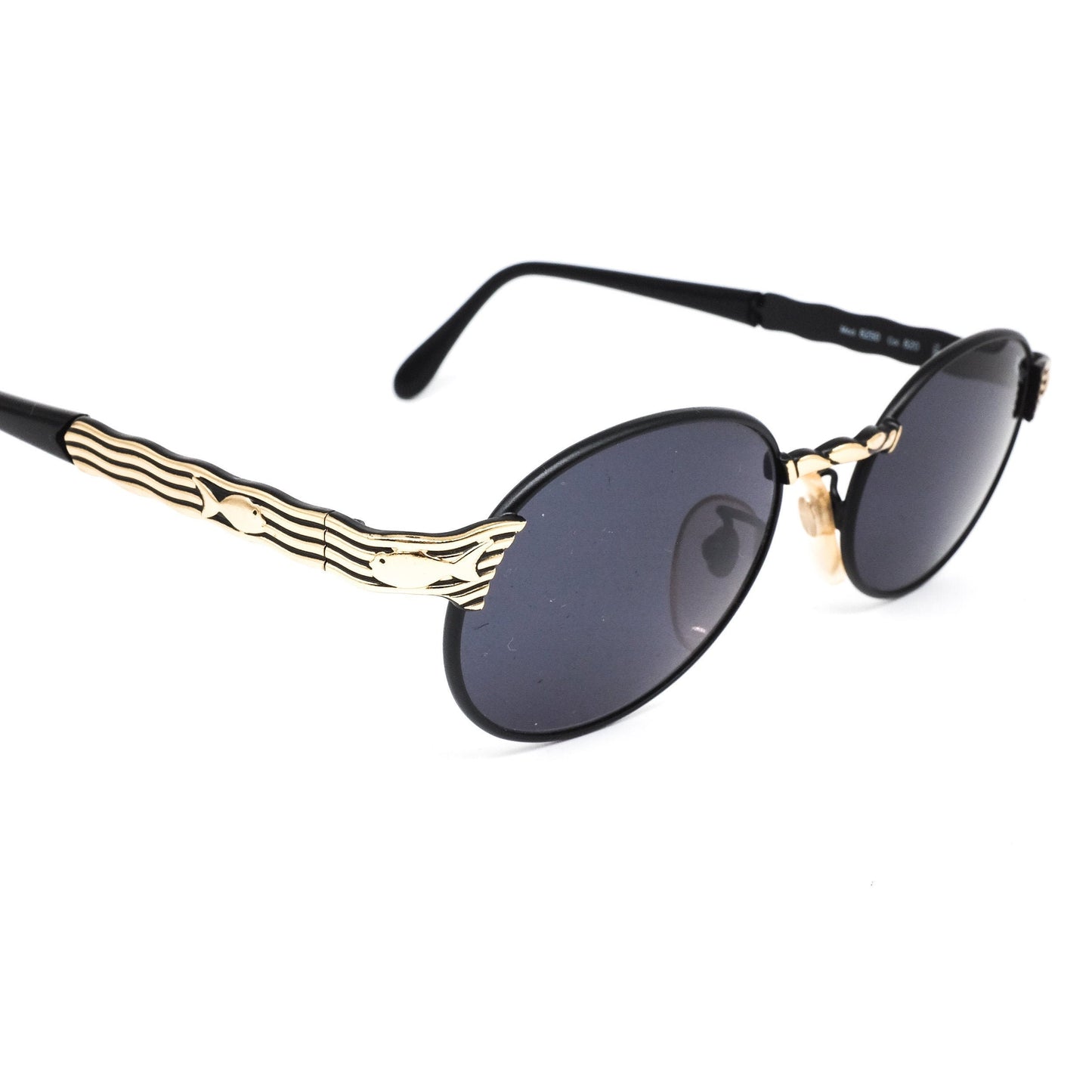 Pisces- Village by Marcolin oval black golden round sunglasses Italy 80 NOS
